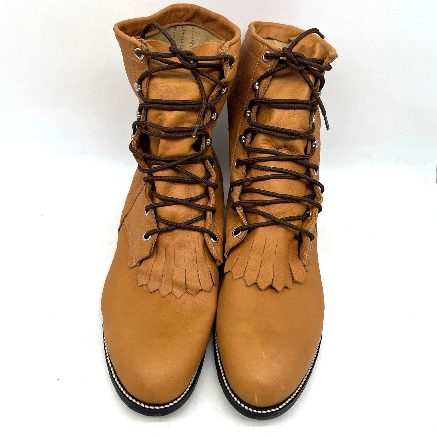 Justin Boots VINTAGE Justin Boots Western Boots Mens Size 12 D Leather Brown Ankle Lace Cowboy 90s Size US 12 / EU 45 - 3 Thumbnail
