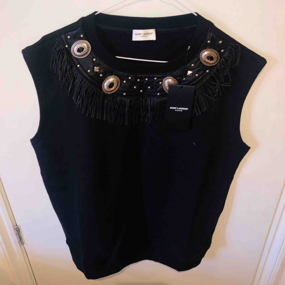 Saint Laurent Paris Crew Neck Western Sleeveless Sweater Vest with Tassel Detail Size US M / EU 48-50 / 2 - 5 Thumbnail