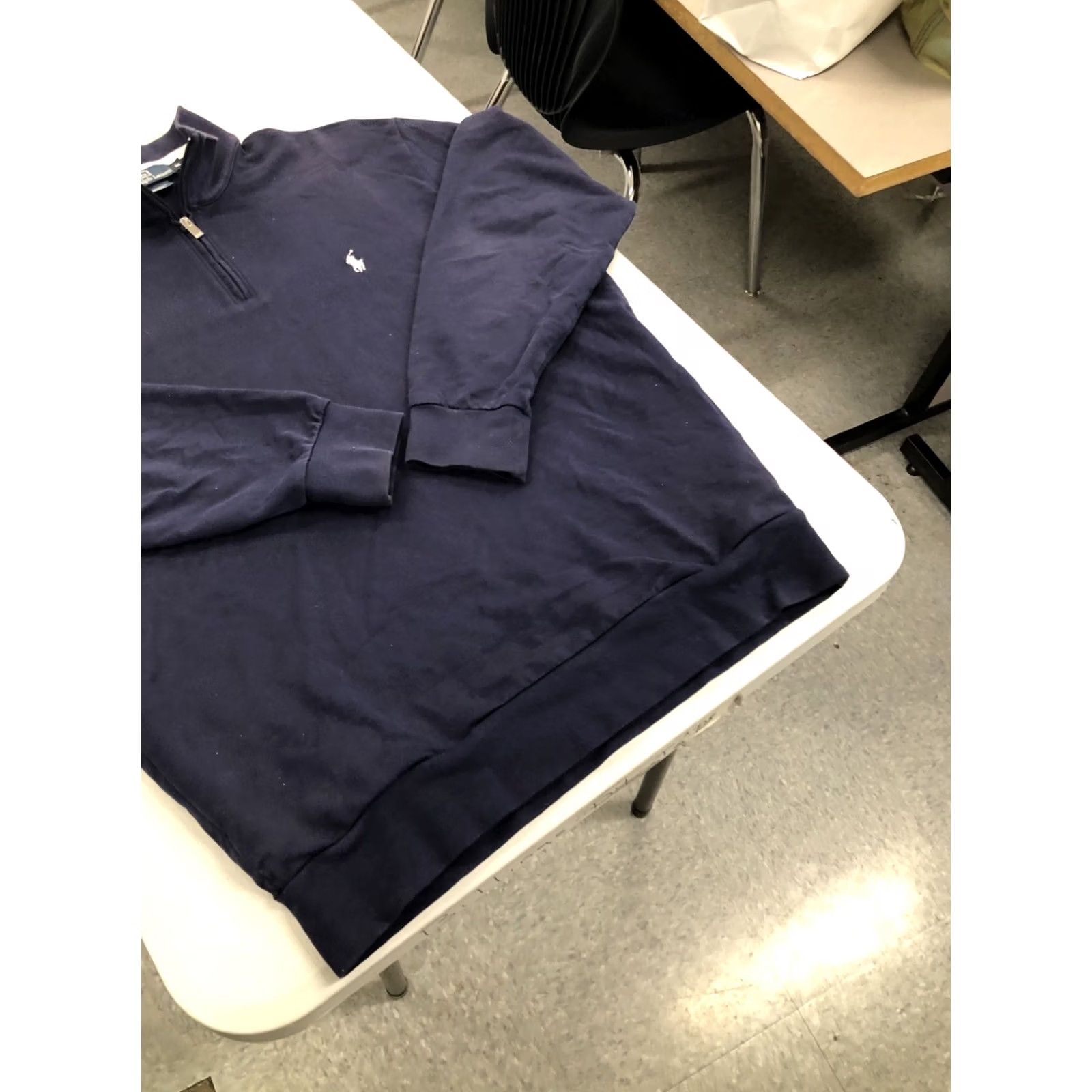 Polo Ralph Lauren Polo Ralph Lauren Pullover 1/4 Zip Mock Neck Long Sleeve Navy Blue Pima Cotton Knit with Zip Pockets Mens M Size US M / EU 48-50 / 2 - 6 Thumbnail