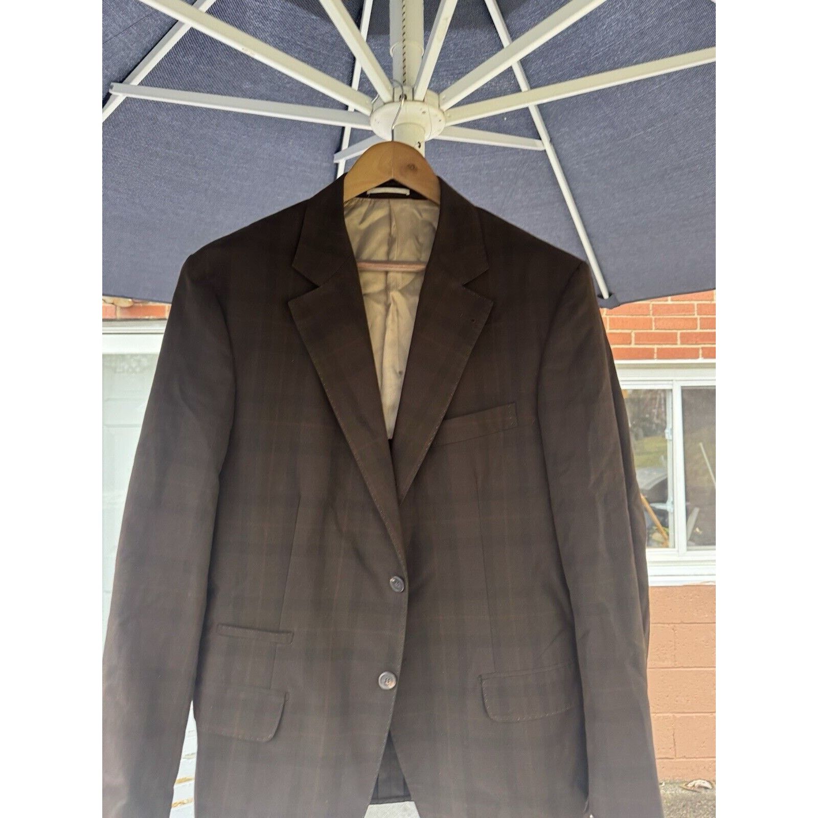 Brunello Cucinelli Brunello Cucinelli Brown Cotton Plaid Blazer 56IT/ 46US Size 46R - 3 Thumbnail