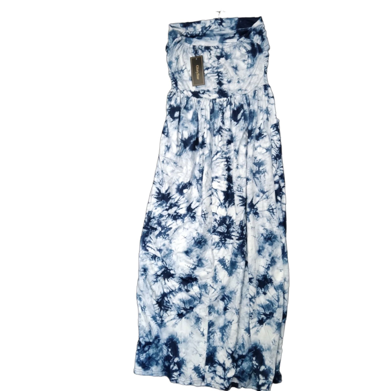 Vintage Glory Star Dress L Tie Dye Blue Boho Faux Wrap Sleeveless Under Shoulder Dress Size L / US 10 / IT 46 - 1 Thumbnail