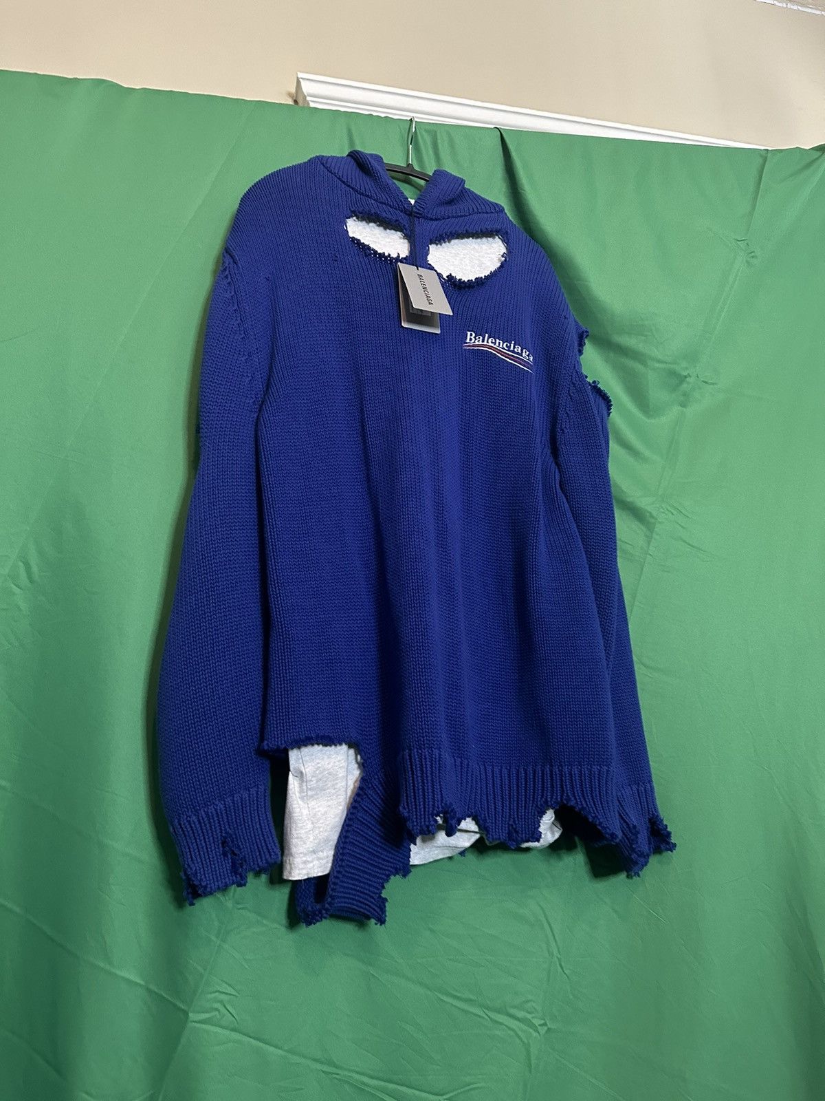 Balenciaga 2021 Destroyed Layered Hybrid Knit Campaign Hoodie NWT Size US XS / EU 42 / 0 - 16 Thumbnail