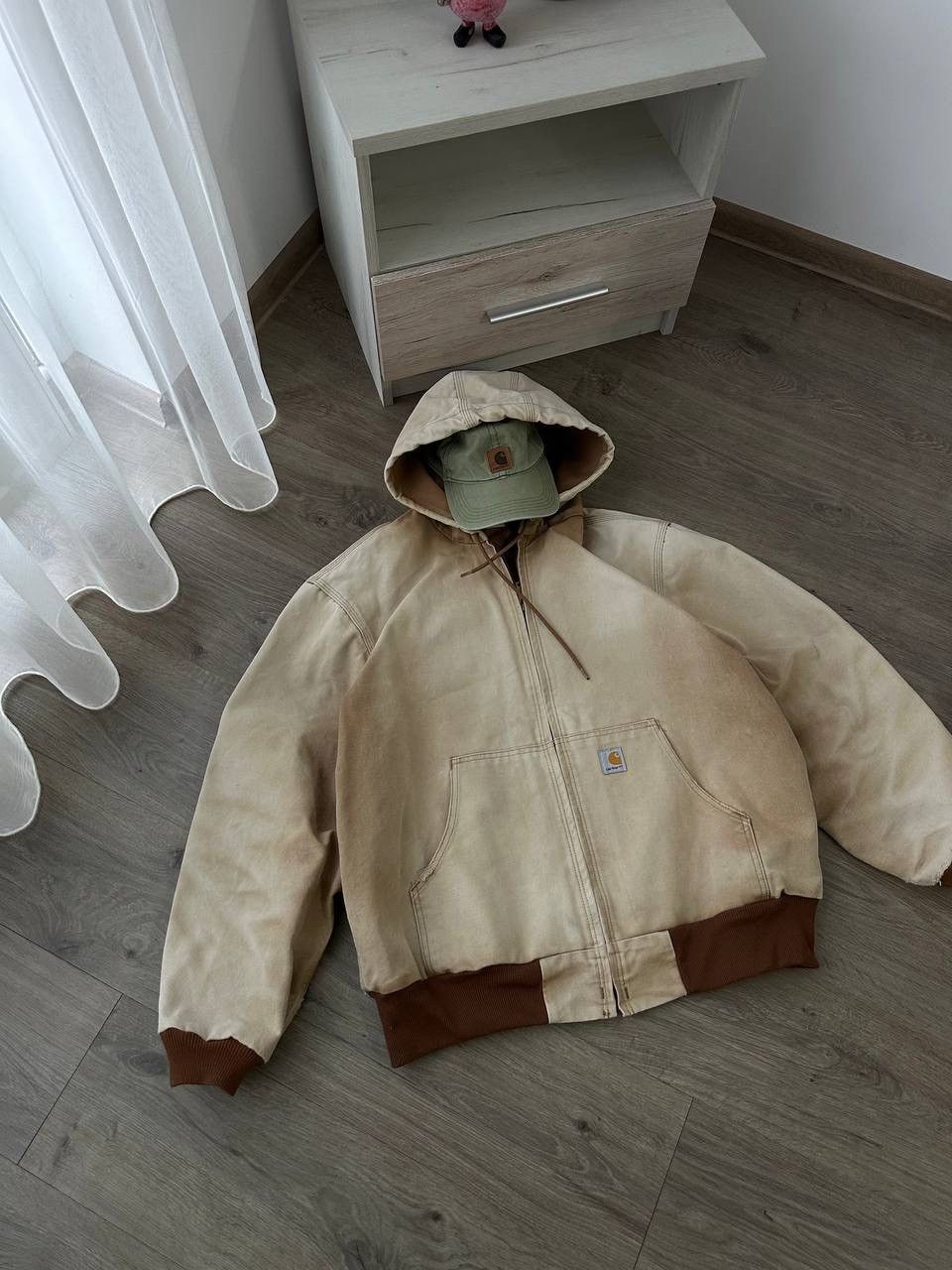 Carhartt × Carhartt Wip × Vintage Vintage Carhartt Active Detroit Denim Beige Faded Jacket Size L / US 10 / IT 46 - 5 Thumbnail