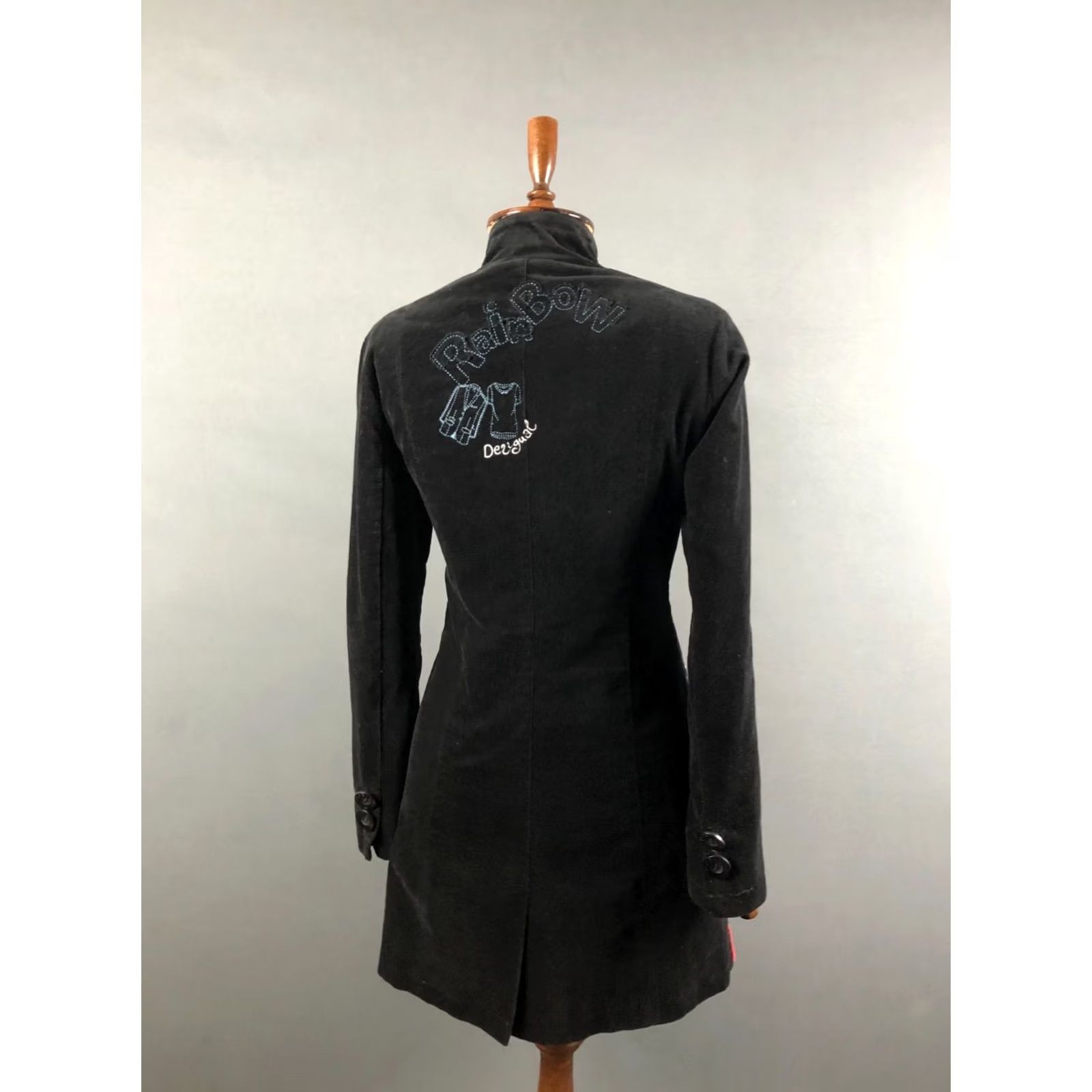 Desigual Desigual Women's Coat Black Cotton Single-Breasted 38 Embroidered Logo Pockets Branded Buttons Regular Fit Casual Overcoat Size XS / US 0-2 / IT 36-38 - 3 Thumbnail