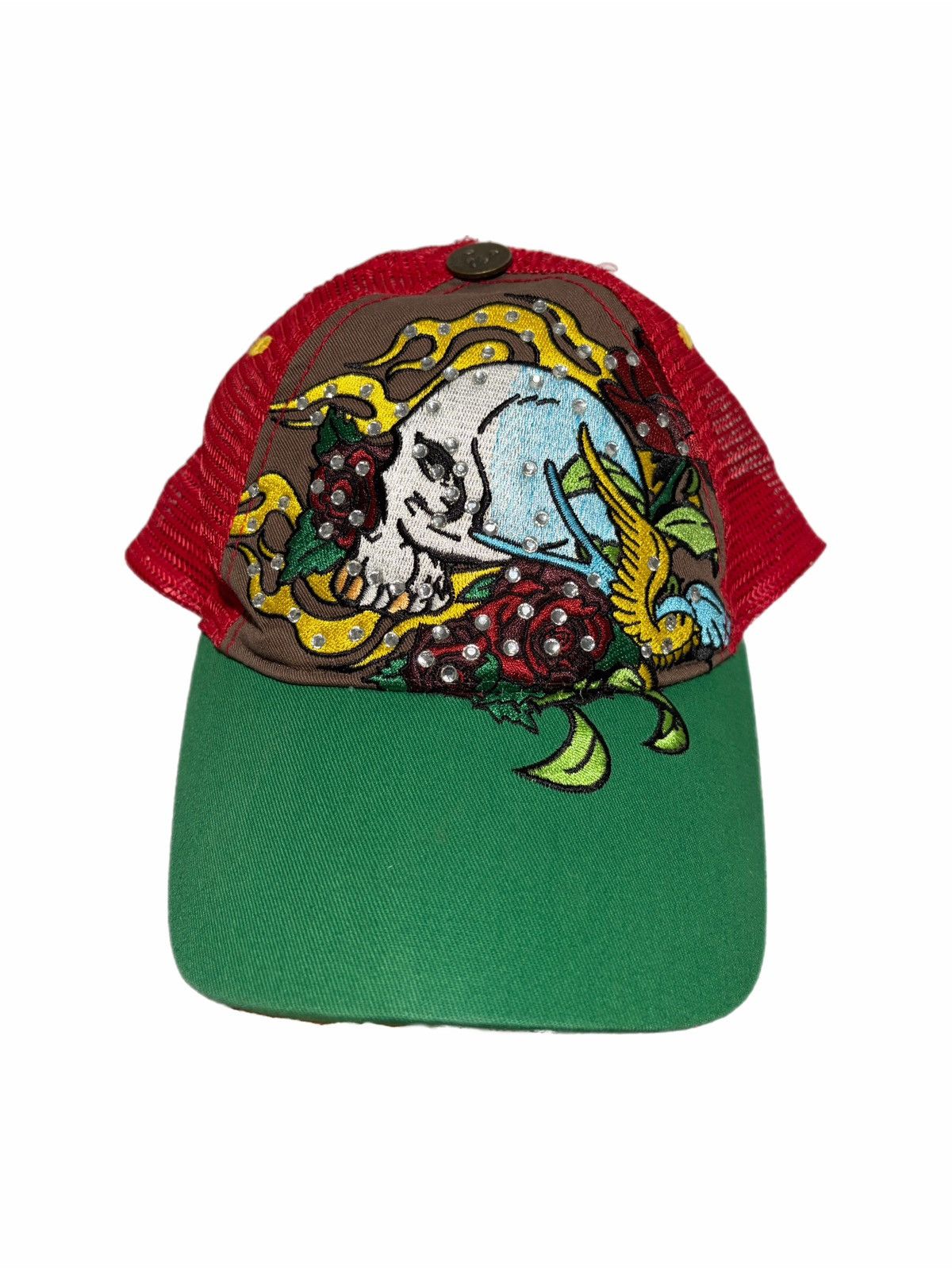 Other Luckee Headwear Trucker Style Skull & Roses Mesh Back Hat Size ONE SIZE - 1 Thumbnail