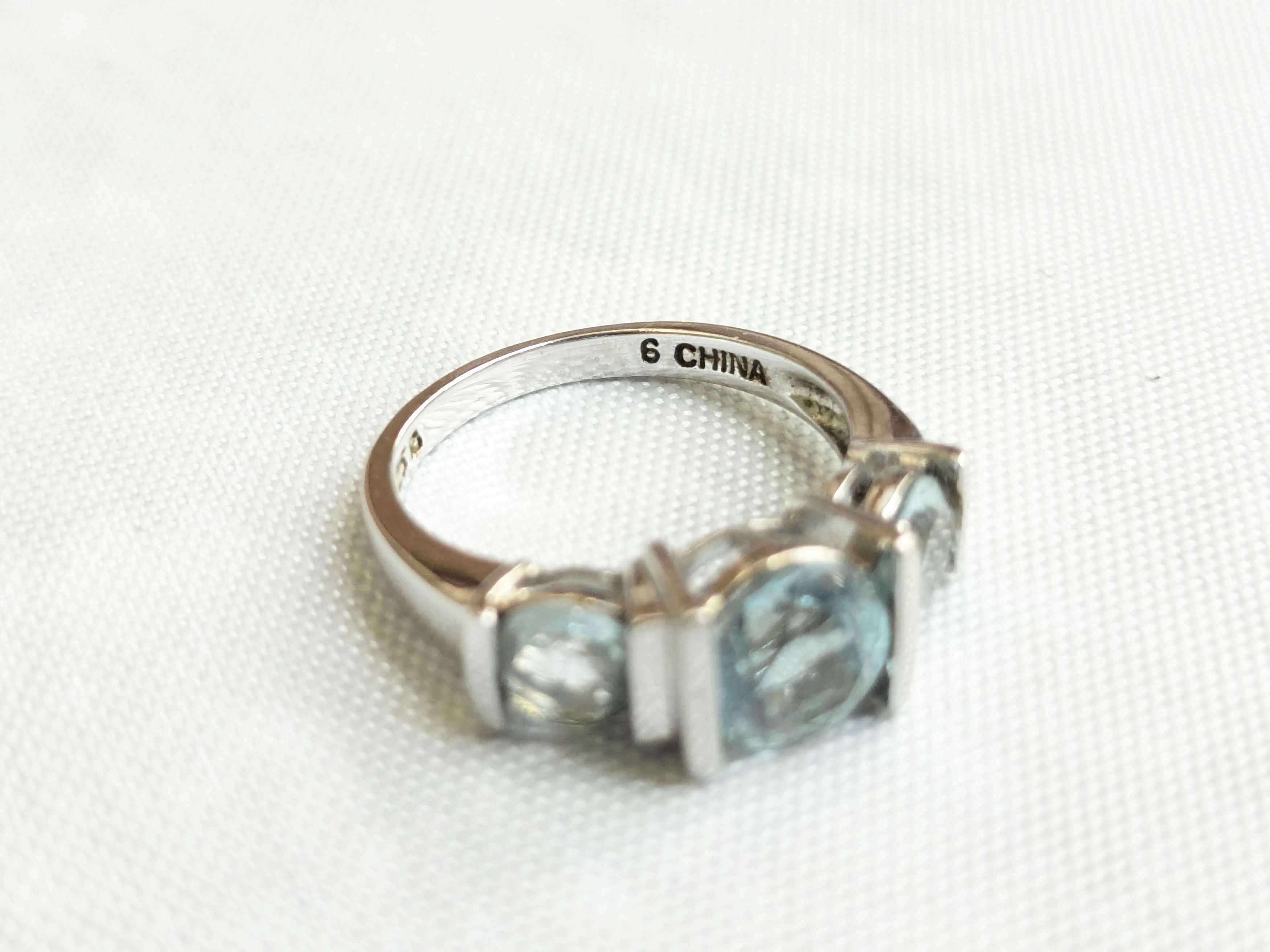 Jewelry Vintage Sterling Silver Ring Blue Aquamarine 6 Size ONE SIZE - 7 Thumbnail