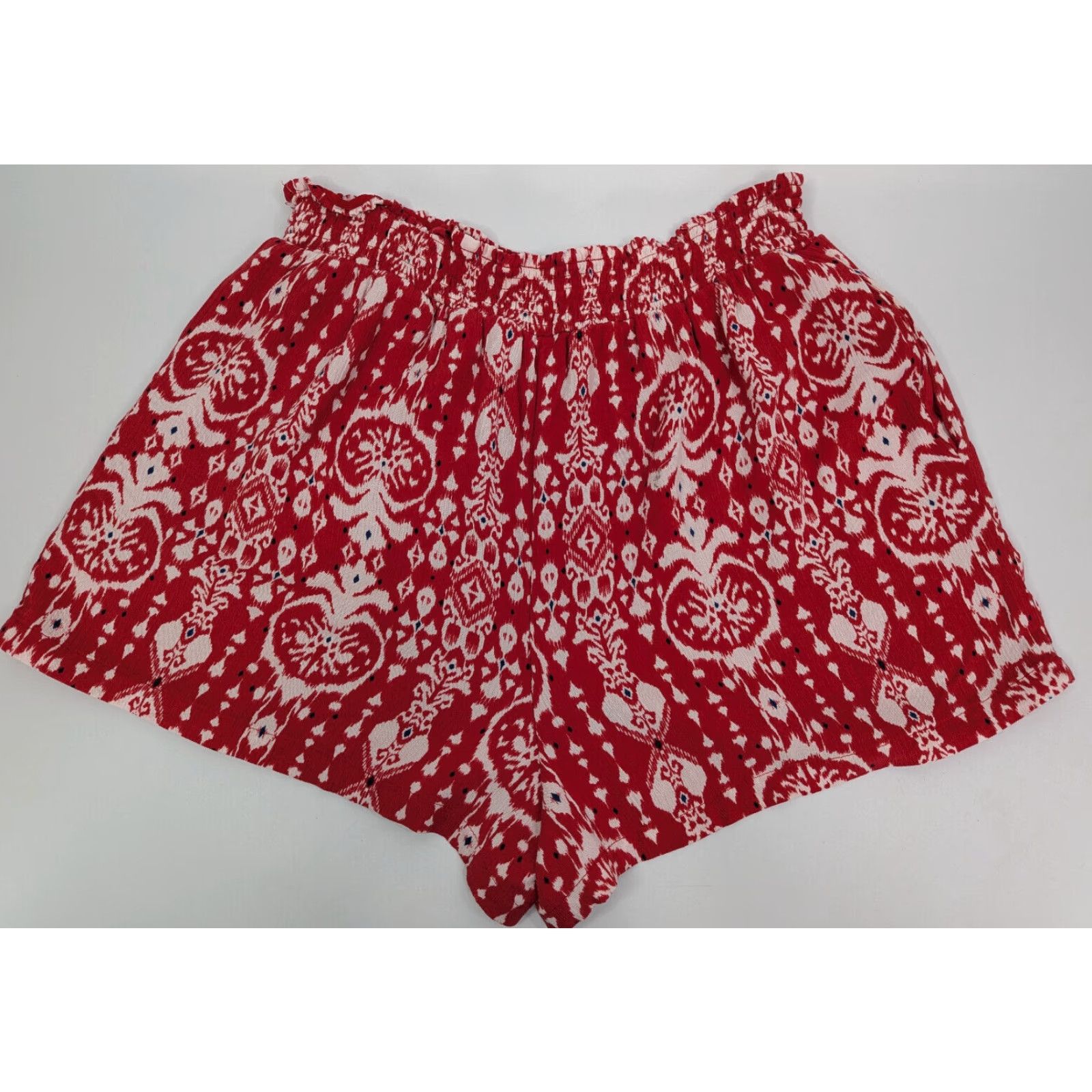 Vintage Knox Rose Shorts Women XL Red Geometric High Rise Lined Rayon Paperbag Casual Holiday Seasonal Spring Summer Fall Womens Size 40" / US 18 - 2 Thumbnail