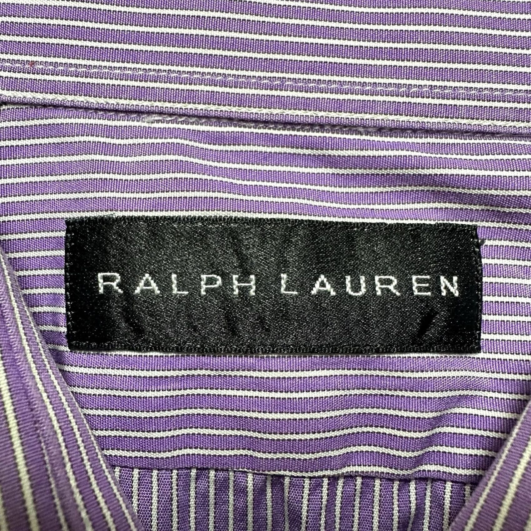 Ralph Lauren Ralph Lauren Black Label Dress Shirt Mens 16 Purple Striped Button Up Italy EUC Shirt Long Sleeve (Barrel Cuff) 100% Cotton Size 42R - 5 Thumbnail