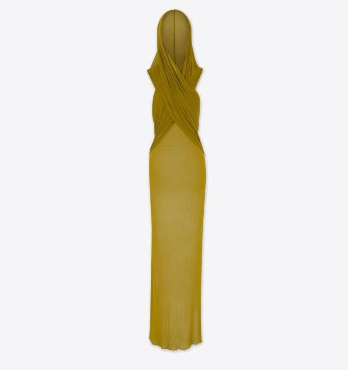 Saint Laurent Paris o1s1wg111024 Hooded Maxi Dress in Dark Mustard Size XS / US 0-2 / IT 36-38 - 3 Thumbnail