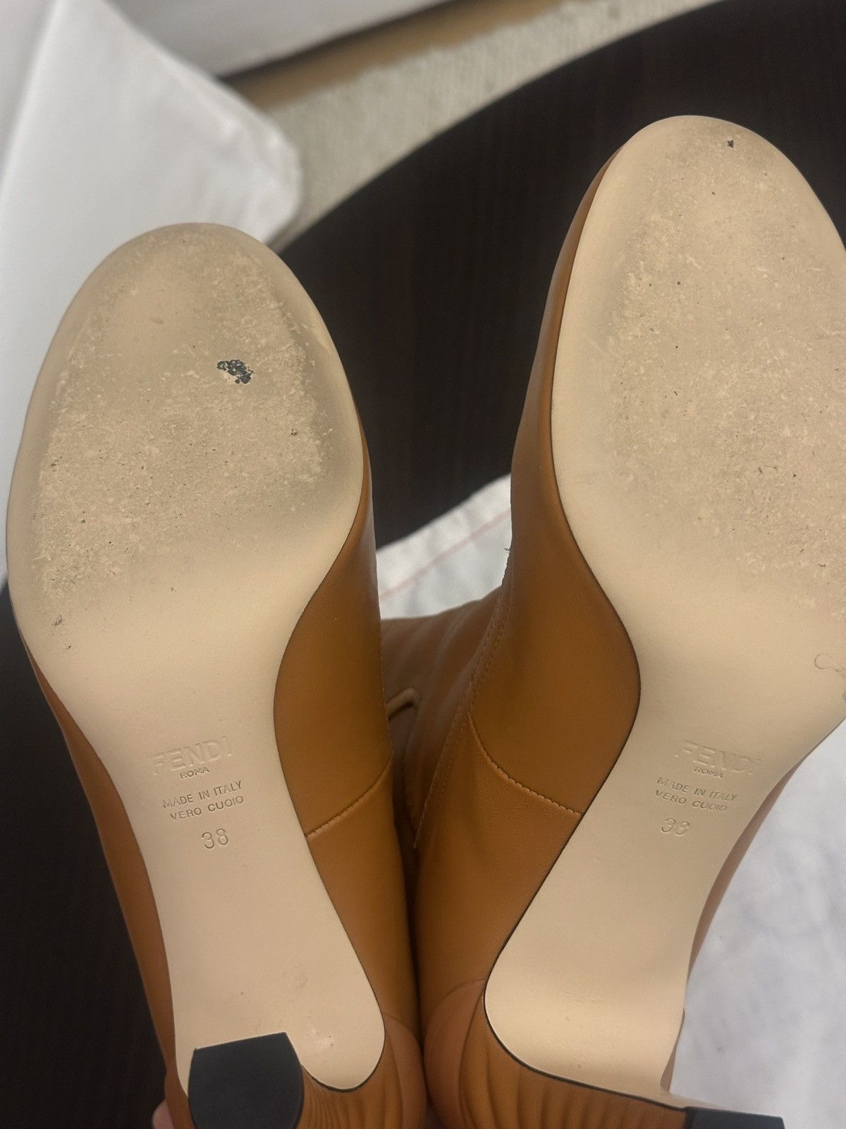 Fendi Fendi Mid-Calf Mid-Heel Camel Leather Boots Size US 8 / IT 38 - 8 Thumbnail