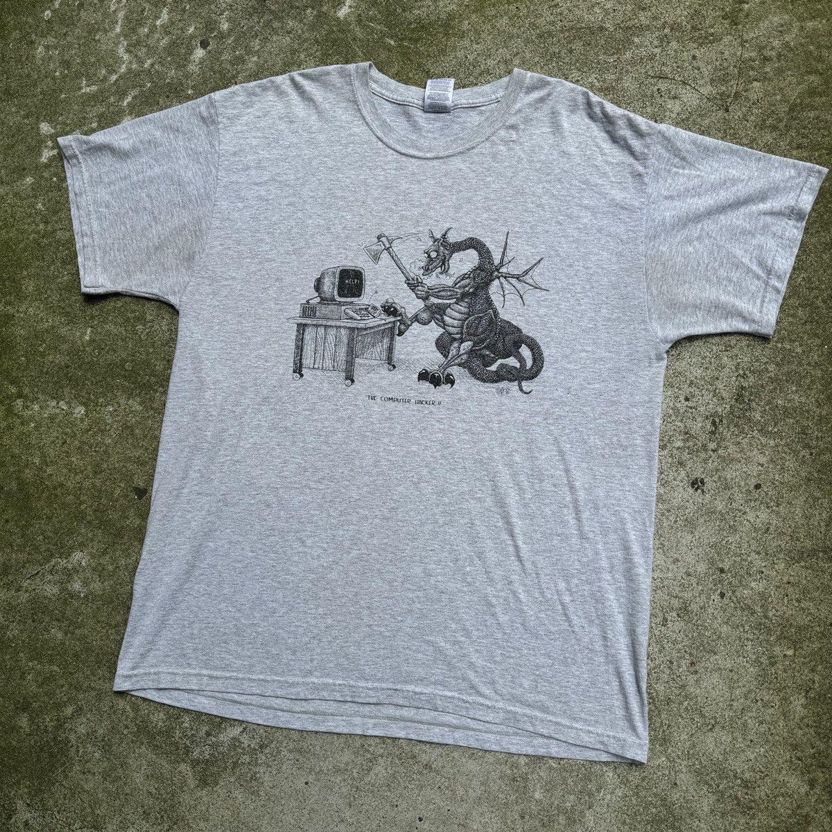 Vintage The Computer Hacker Dragon Faded Art Tee Size US XL / EU 56 / 4 - 8 Thumbnail