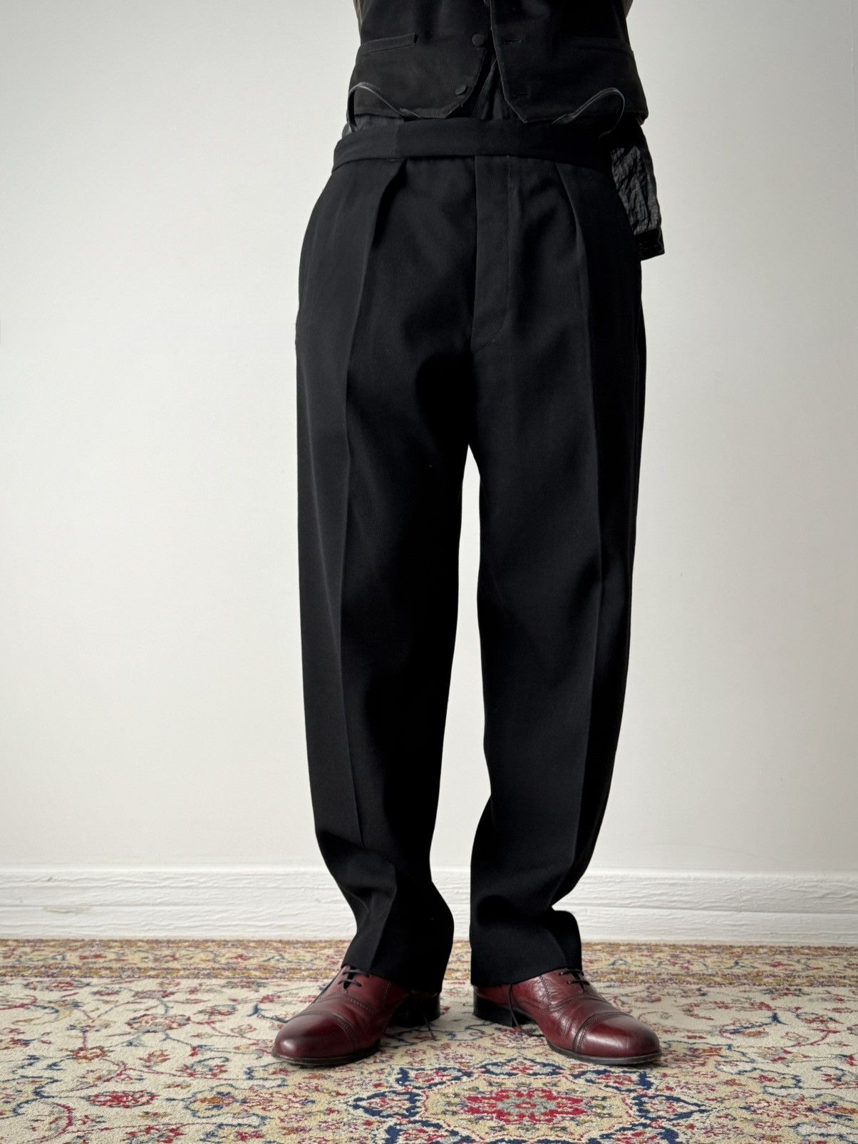Vintage Vintage 1960s British Tuxedo Suspenders Wool Trousers Size US 36 / EU 52 - 1 Thumbnail