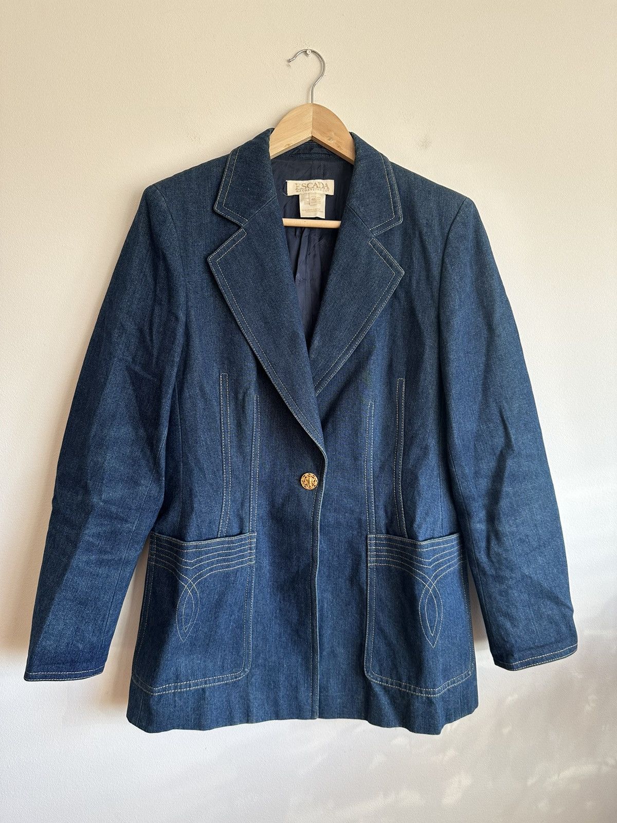 Designer × Escada × Vintage Escada Denim blazer luxury Designer vintage Size S / US 4 / IT 40 - 1 Thumbnail