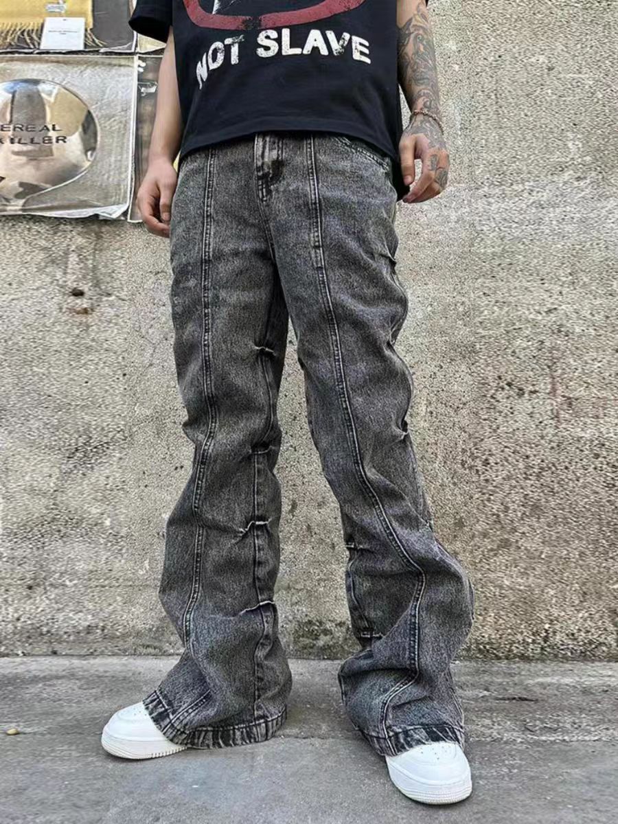 Japanese Brand × Jean High Street Vintage Frayed Design Scrap Micro Flare Jeans Size US 33 - 5 Thumbnail