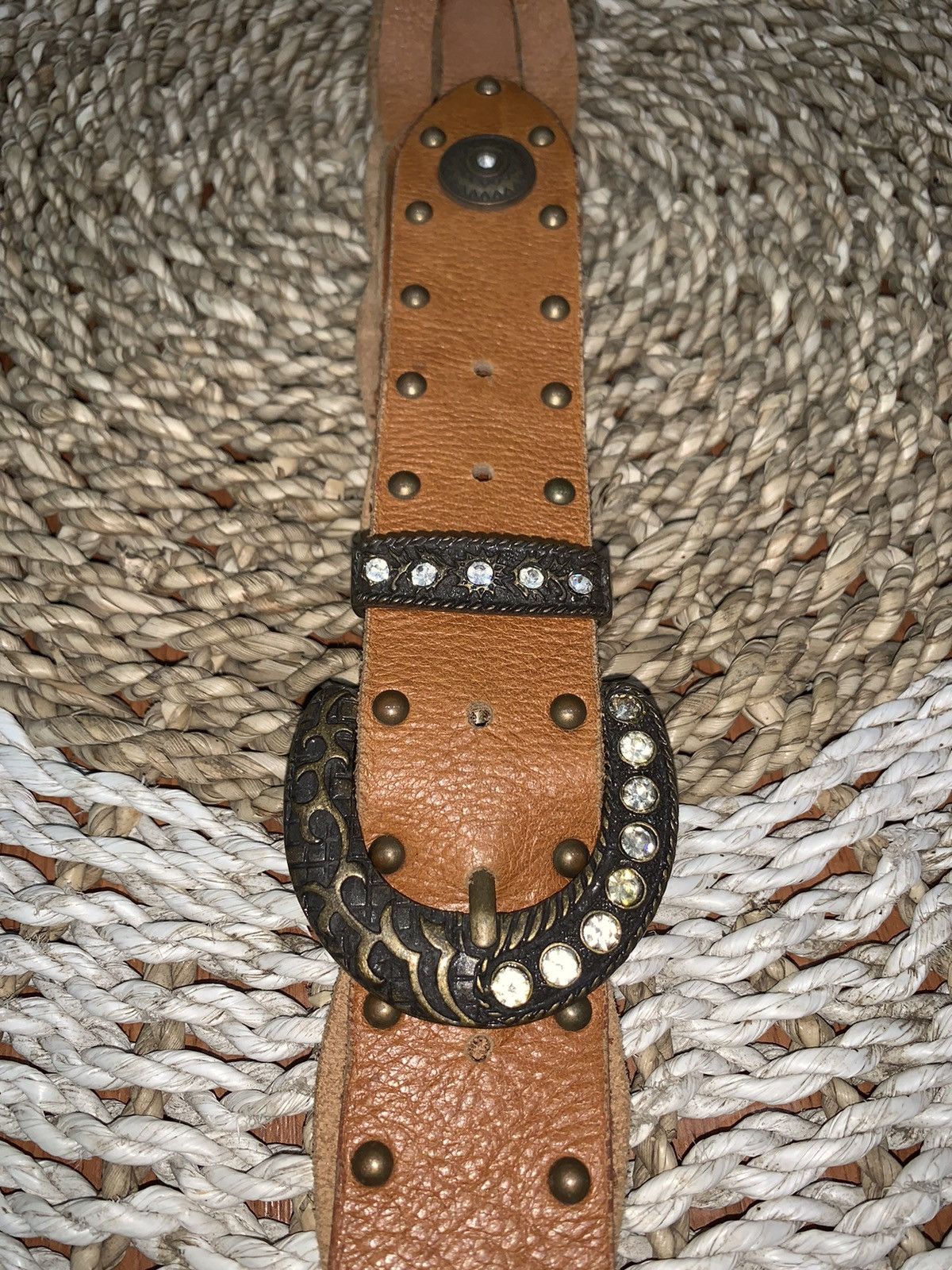 If Six Was Nine Y2k studded punk braid Brown belt Size ONE SIZE - 6 Thumbnail