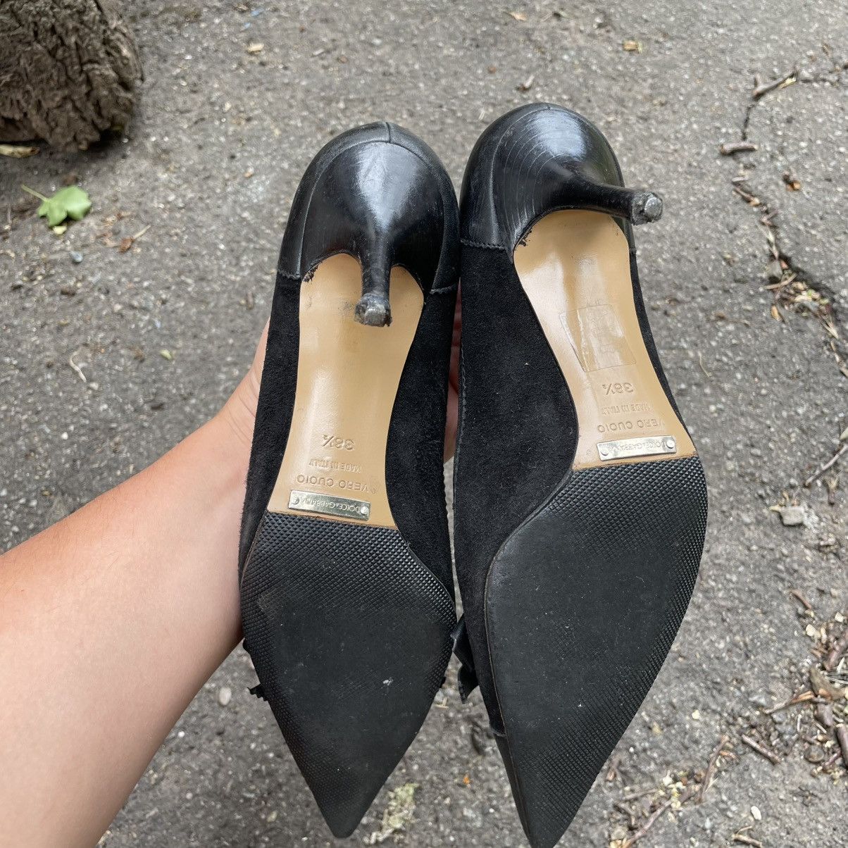 Dolce & Gabbana 39.5 Dolce Gabbana Black Leather Sling Heels Pumps slip shoe Size US 8.5 / IT 38.5 - 5 Thumbnail