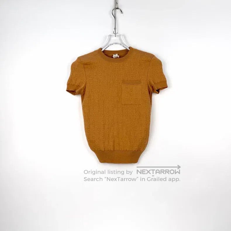 Hermes Hermes Brown full logo cashmere silk blend short-sleeved t Size XXS / US 00 / IT 34 - 3 Thumbnail