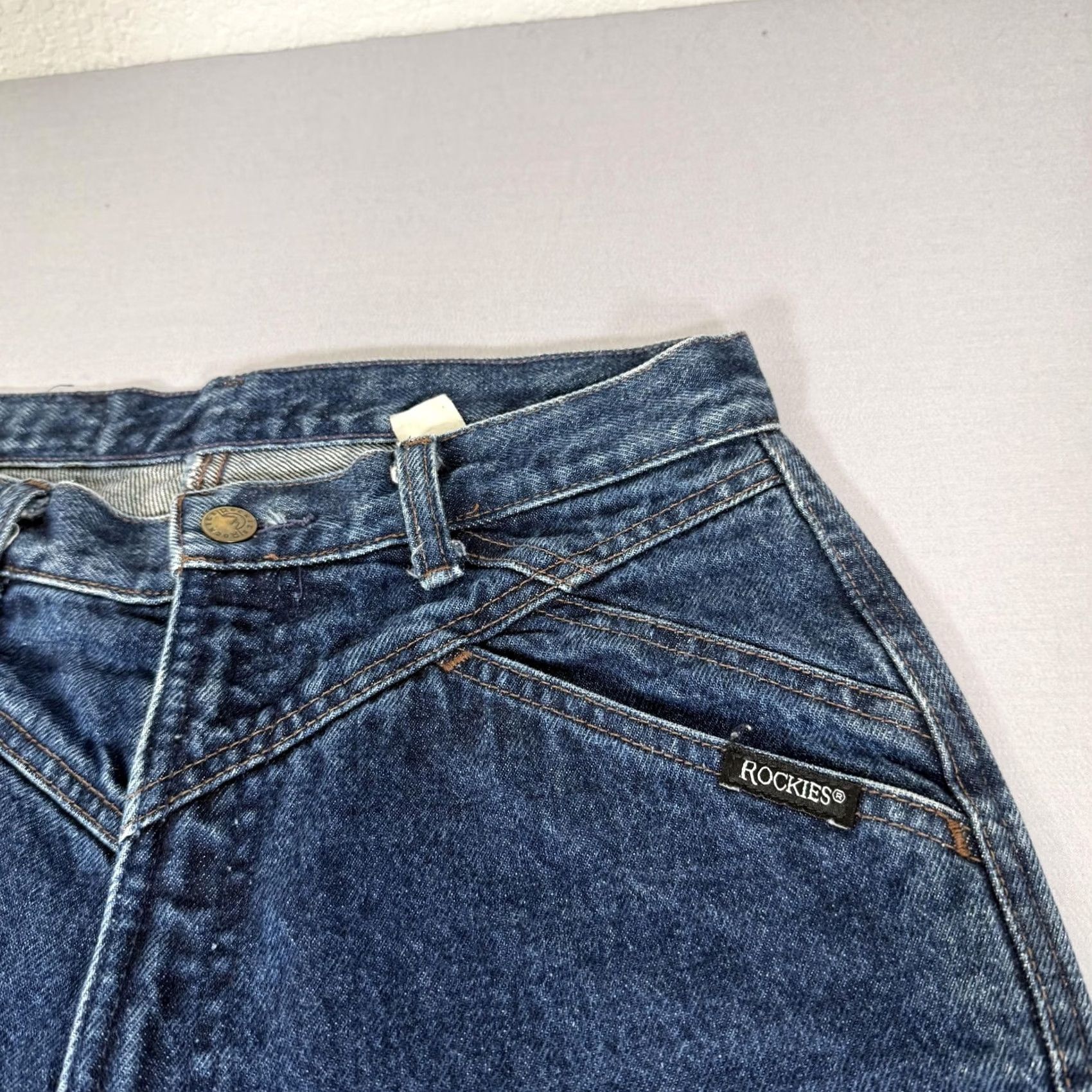 Vintage VINTAGE Rockies Jeans Women 9 Blue Denim Pants 90s Western High Rise Slim Tapered Mid Wash Size 30" / US 8 / IT 44 - 3 Thumbnail
