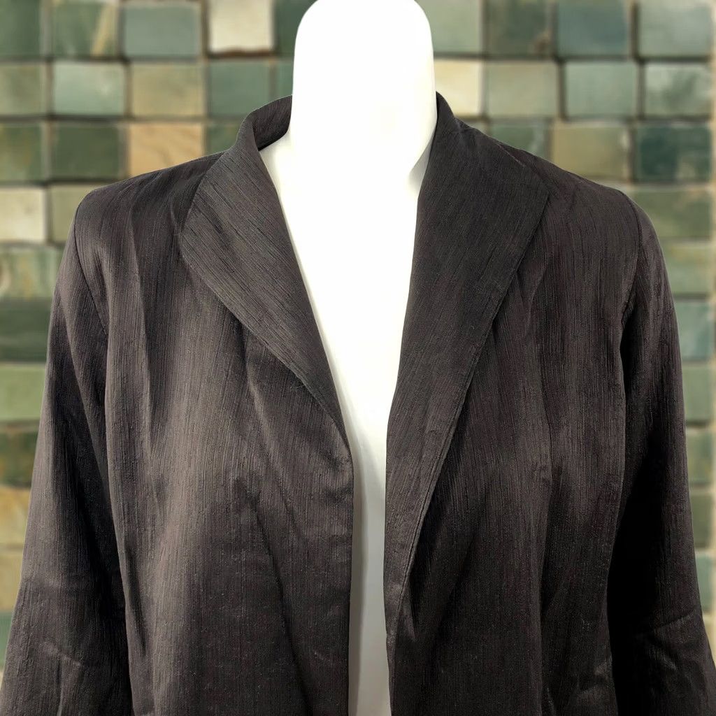Eileen Fisher Eileen Fisher Blazer Style Jacket Lightweight Silk Cardigan Front Open Small Brown Women's S Long Sleeve Button Closure Mid-Length Vintage No Size S / US 4 / IT 40 - 1 Thumbnail