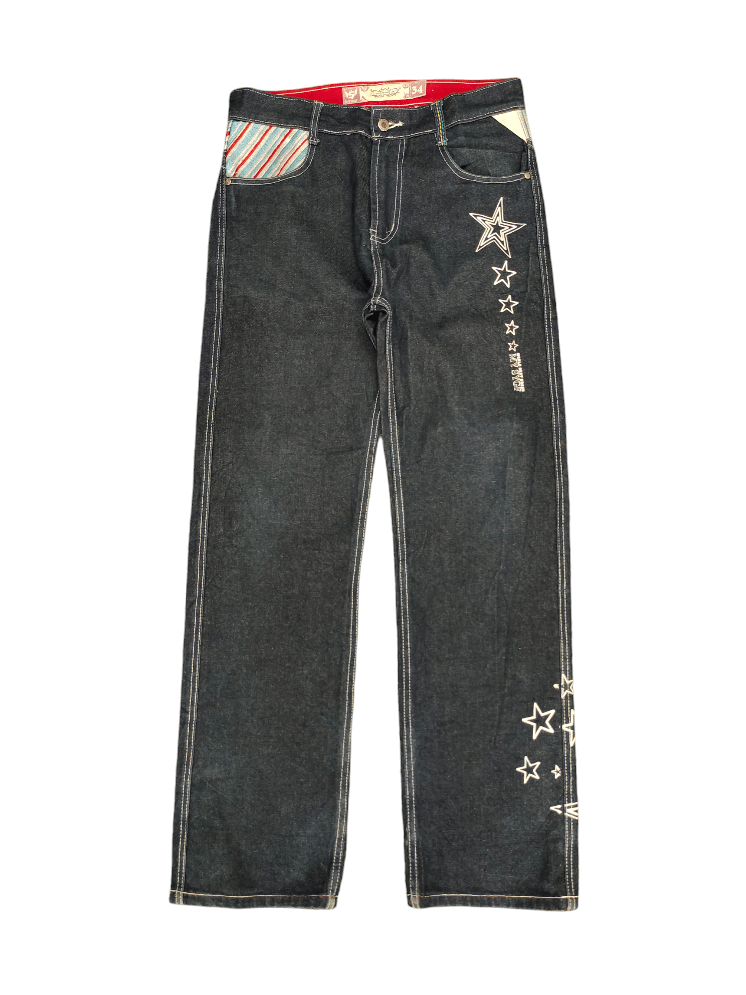 Hysteric Glamour × Undercover Vintage Y2k Sygf Stars Embroidered Baggy Jeans Jnco Style Size US 33 - 9 Thumbnail