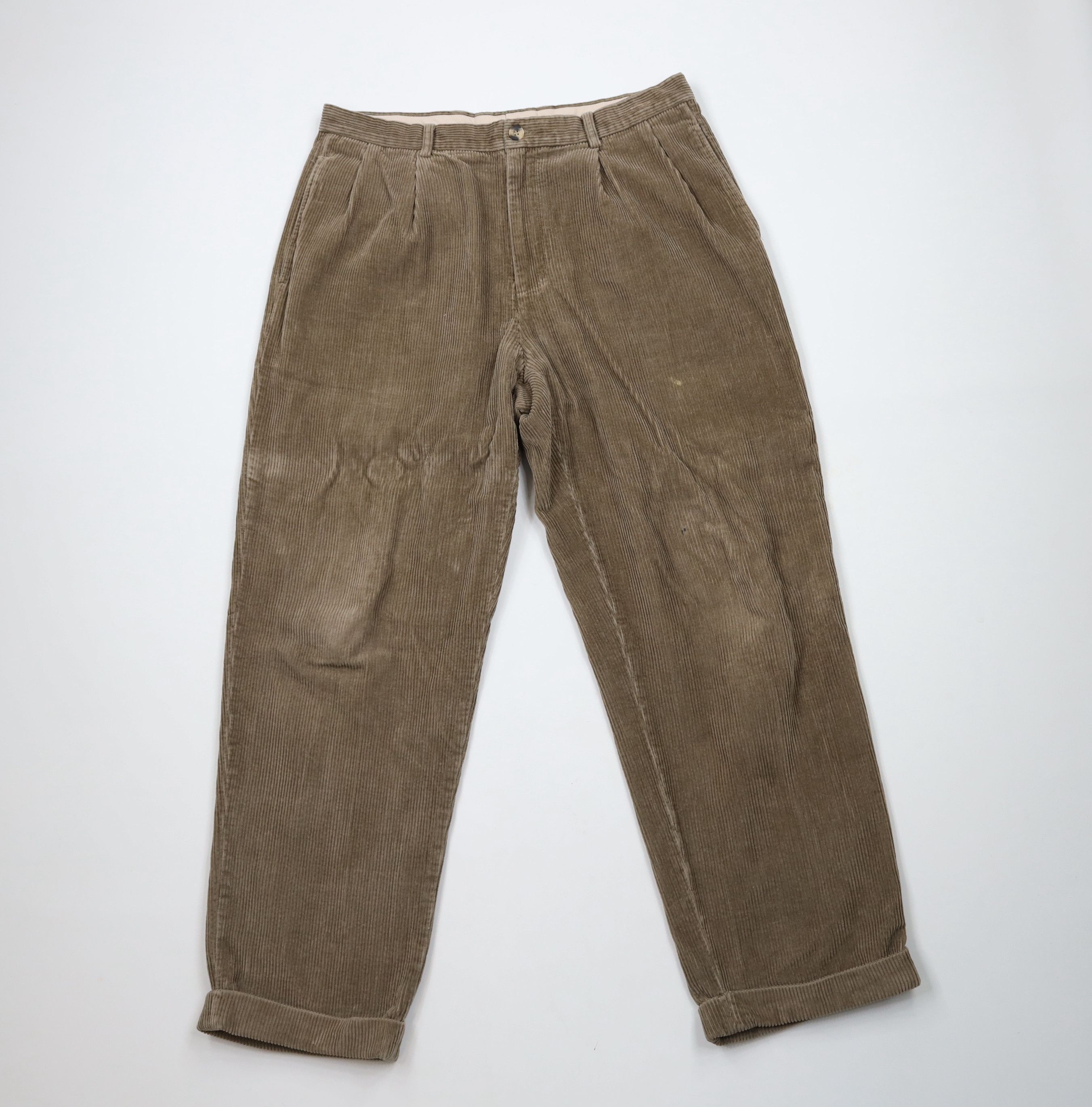 Vintage Vintage 90s Streetwear Pleated Wide Leg Corduroy Chino Pants Size US 34 / EU 50 - 1 Thumbnail