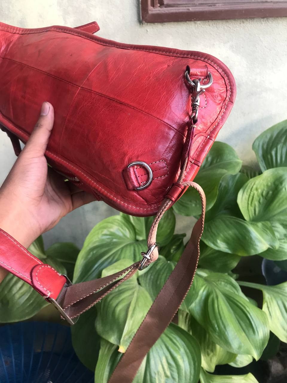 Leather LEATHER RED CROSBODY BAG Size ONE SIZE - 6 Thumbnail