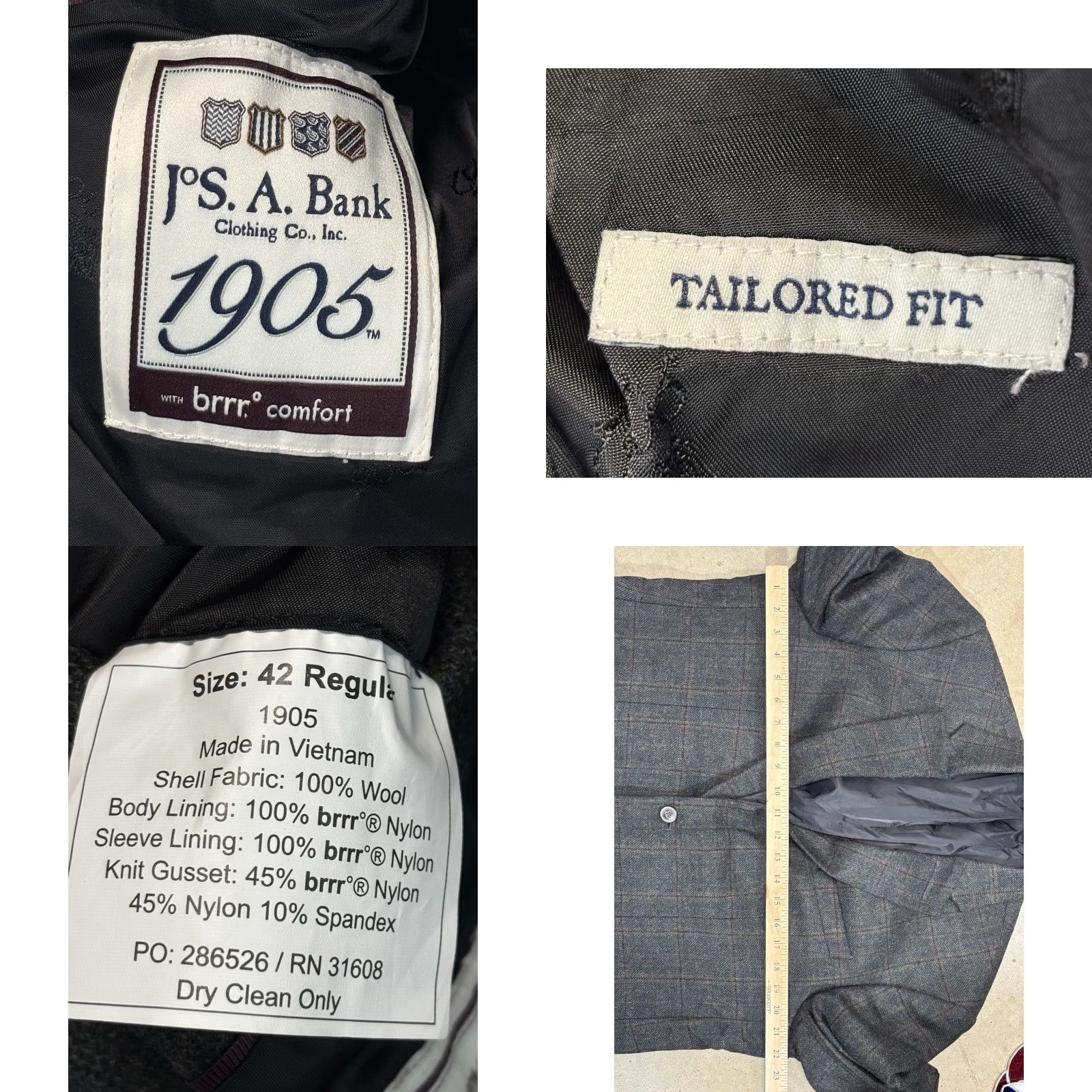 Jos. A. Bank Jos. A. Bank 1905 Brrr Comfort Glen Plaid Brown Mens 44R Wool Blazer Elbow Patch Jacket Size 44R - 8 Thumbnail