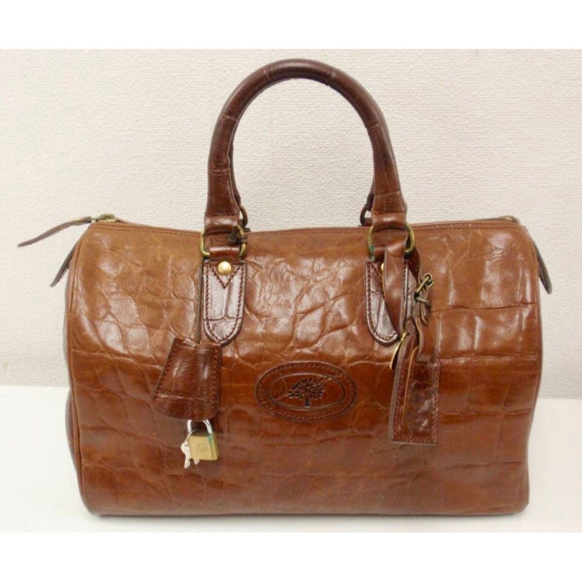 Mulberry Vintage Mulberry brown croc embossed leather speedy handbag Size ONE SIZE - 3 Thumbnail