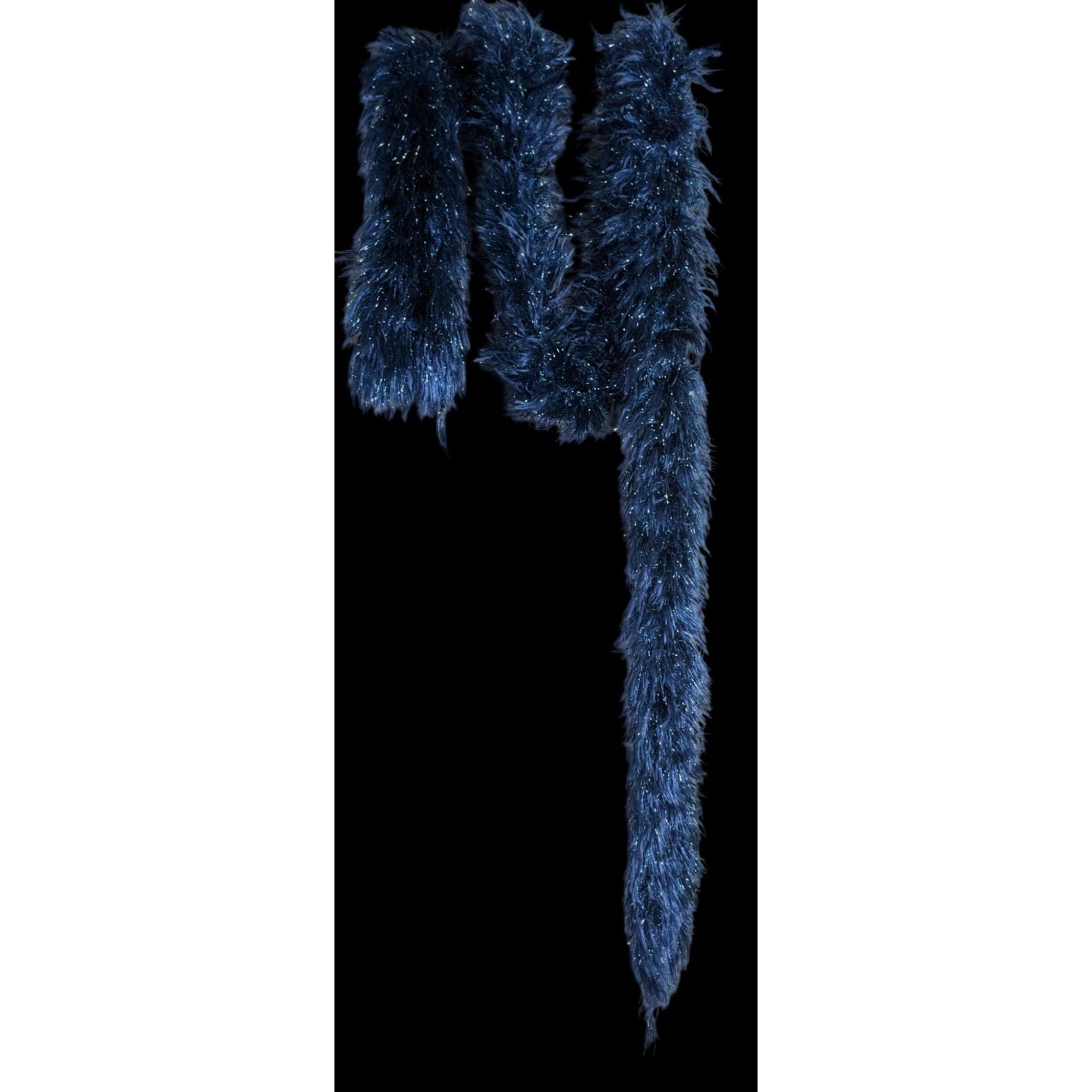 Other Handmade Blue And Metallic Eyelash Yarn Scarf By Kristina Am Size ONE SIZE - 3 Thumbnail