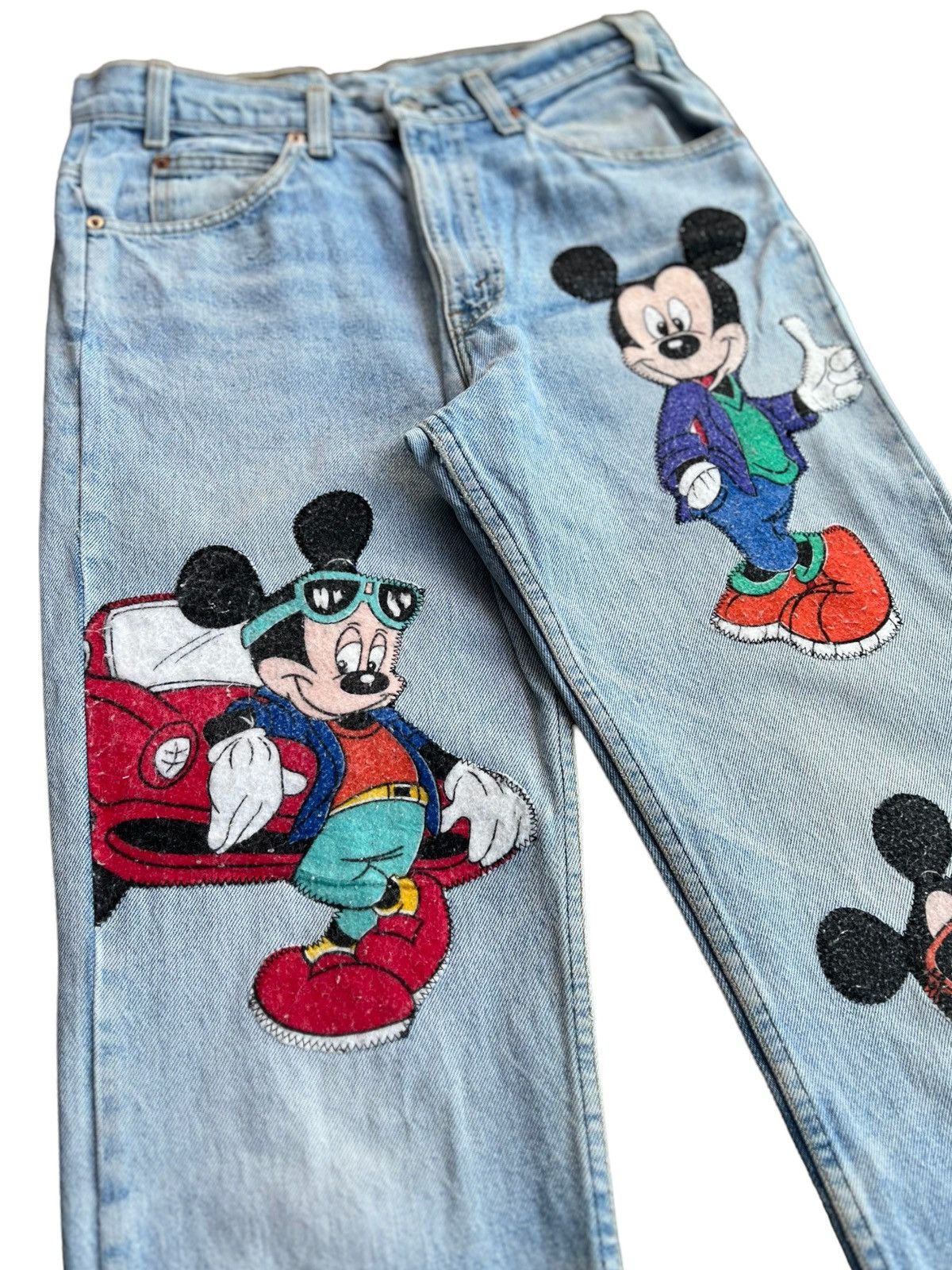 Levi's Vintage Clothing × Too Cute Guetta Bros. 🔥Vtg 90s Levis Too Cute Micky Mouse Patches Distressed Jeans Size US 31 - 6 Thumbnail