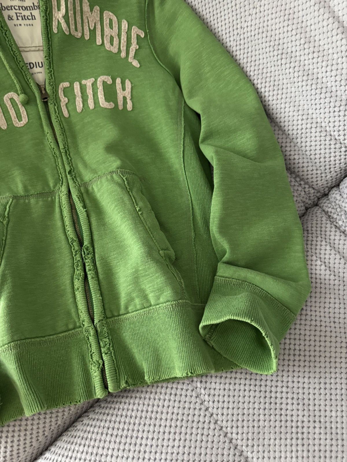 Abercrombie & Fitch Abercrombie & Fitch Y2K Distressed Green Zip Hoodie Size US M / EU 48-50 / 2 - 7 Thumbnail