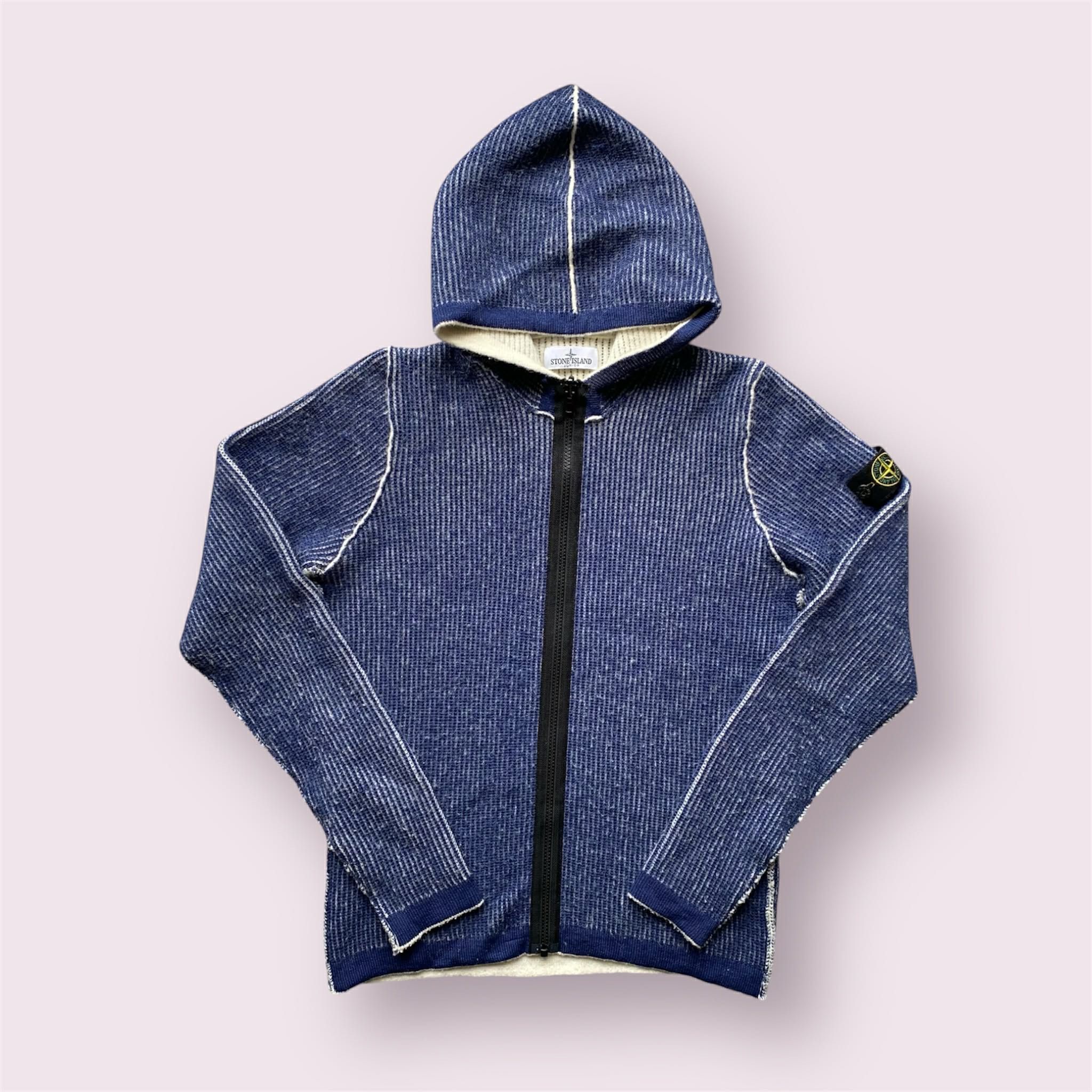 Stone Island Reversible Corrosion Zip Up Knit Hoodie Alpaca