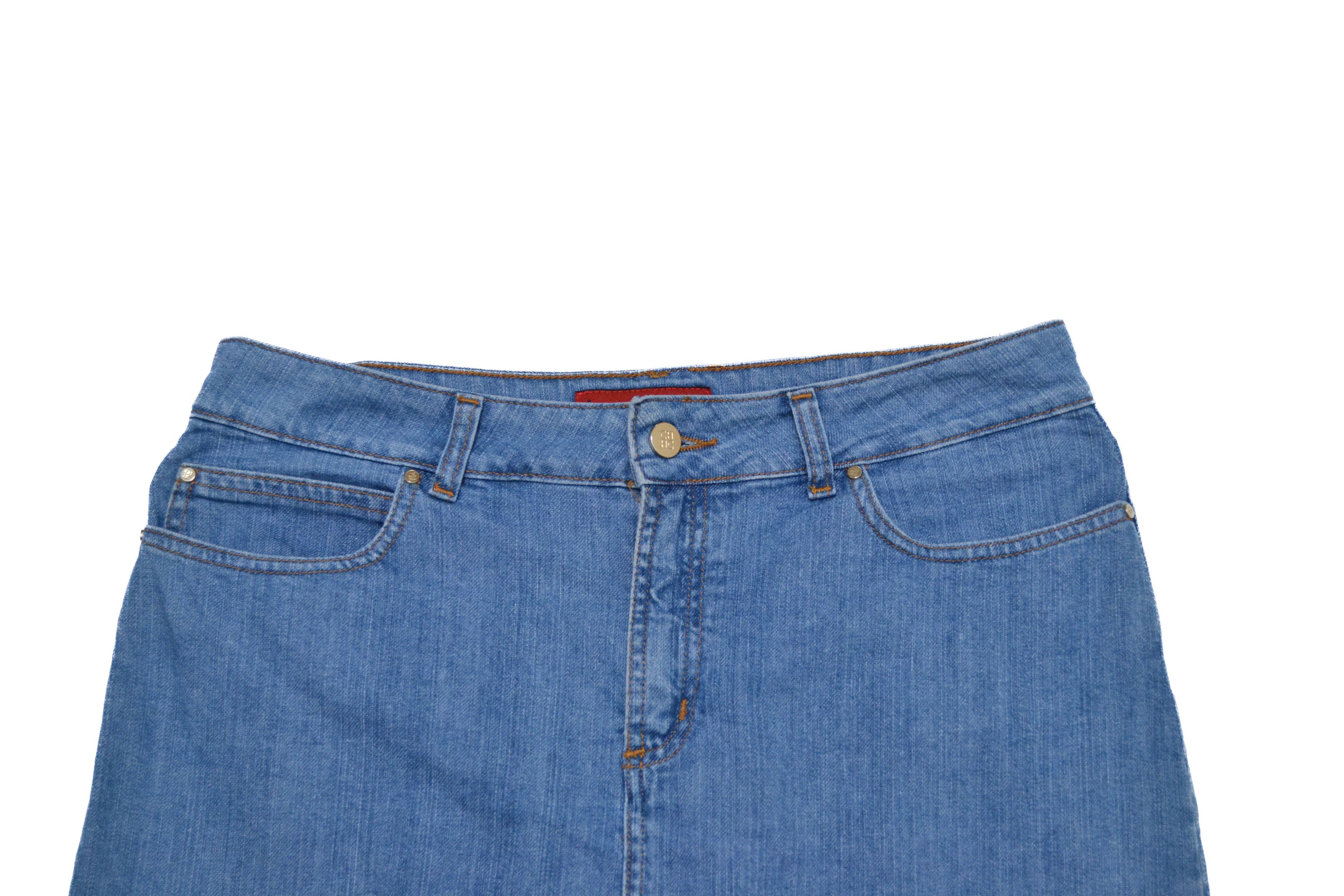 Carolina Herrera Vintage Carolina Herrera CH Anchor Blue Jeans Denim Skirt Size 30" / US 8 / IT 44 - 3 Thumbnail