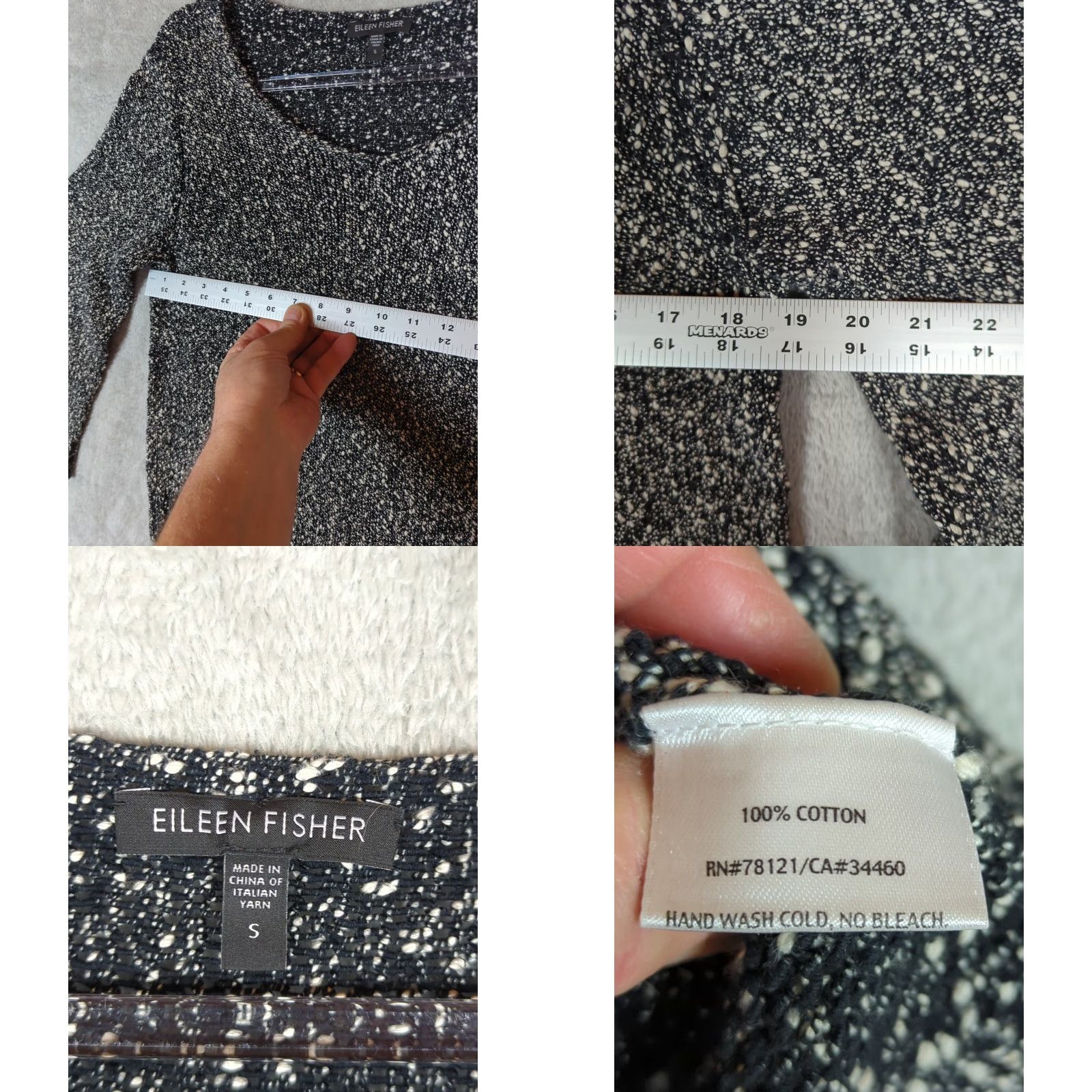 Eileen Fisher VINTAGE Eileen Fisher Sweater Womens Small Cotton Black And White Flecks Boxy Pockets Size S / US 4 / IT 40 - 8 Thumbnail