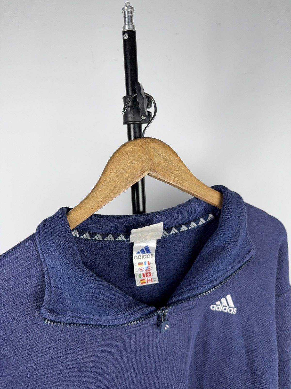 Adidas Vintage 90s Retro Y2K adidas Back Zip Sweatshirt Rare Navy Size US M / EU 48-50 / 2 - 10 Thumbnail