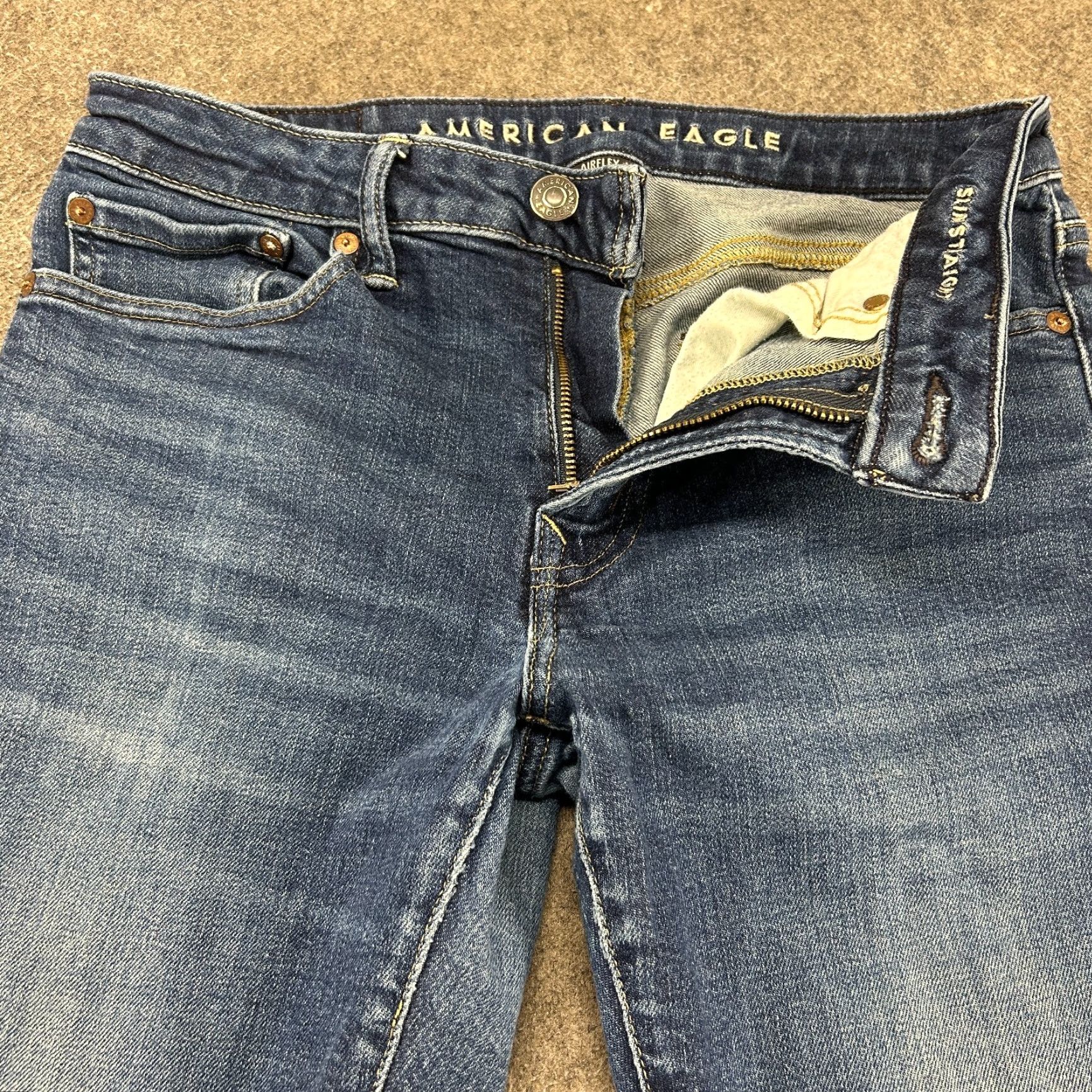 American Eagle Outfitters American Eagle Outfitters Jeans Mens 30x32 Blue Slim Straight Dark Wash Airflex Plus Jeans Size US 30 / EU 46 - 2 Thumbnail