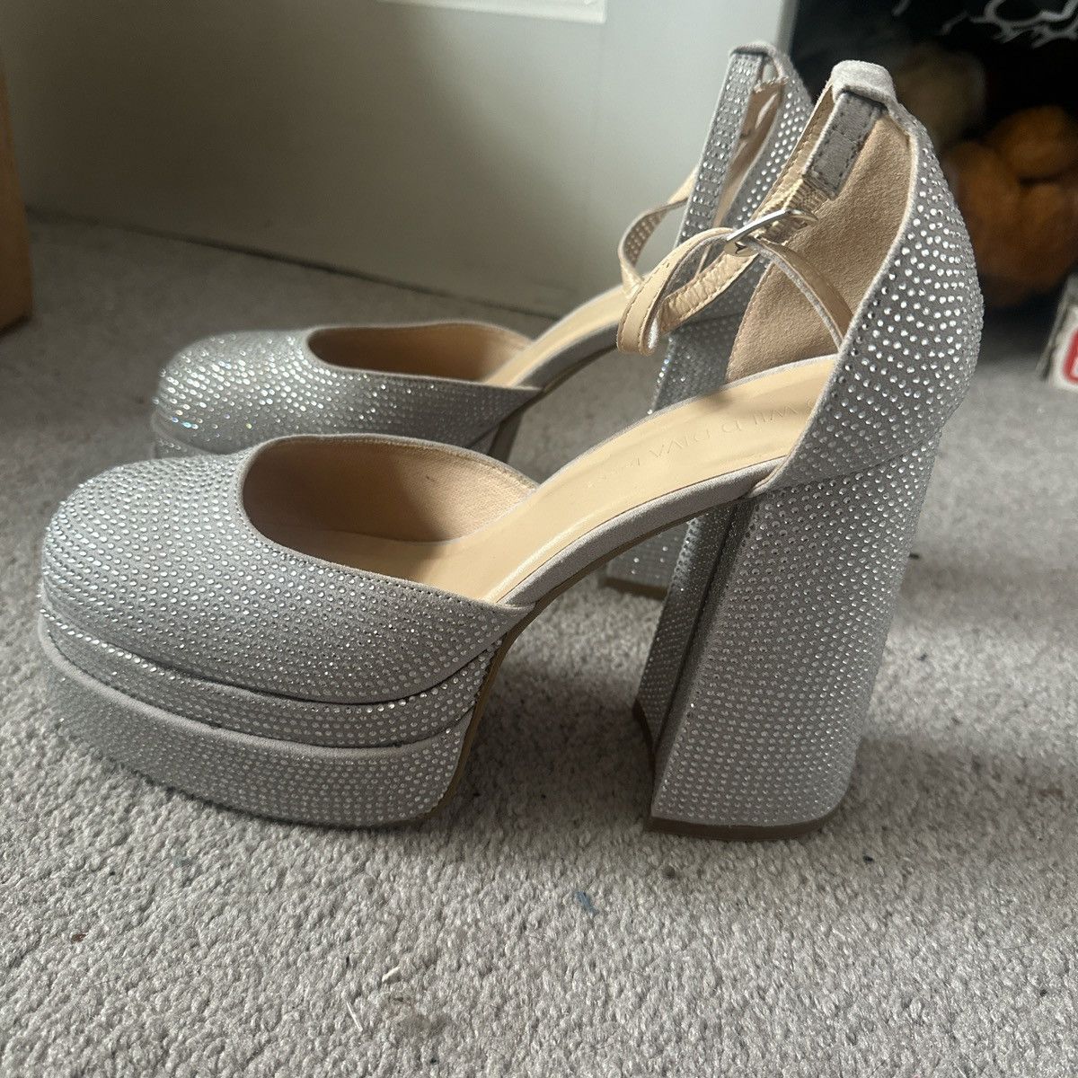 Other Silver Rhinestone Platform Shoes Size US 10 / IT 40 - 3 Thumbnail