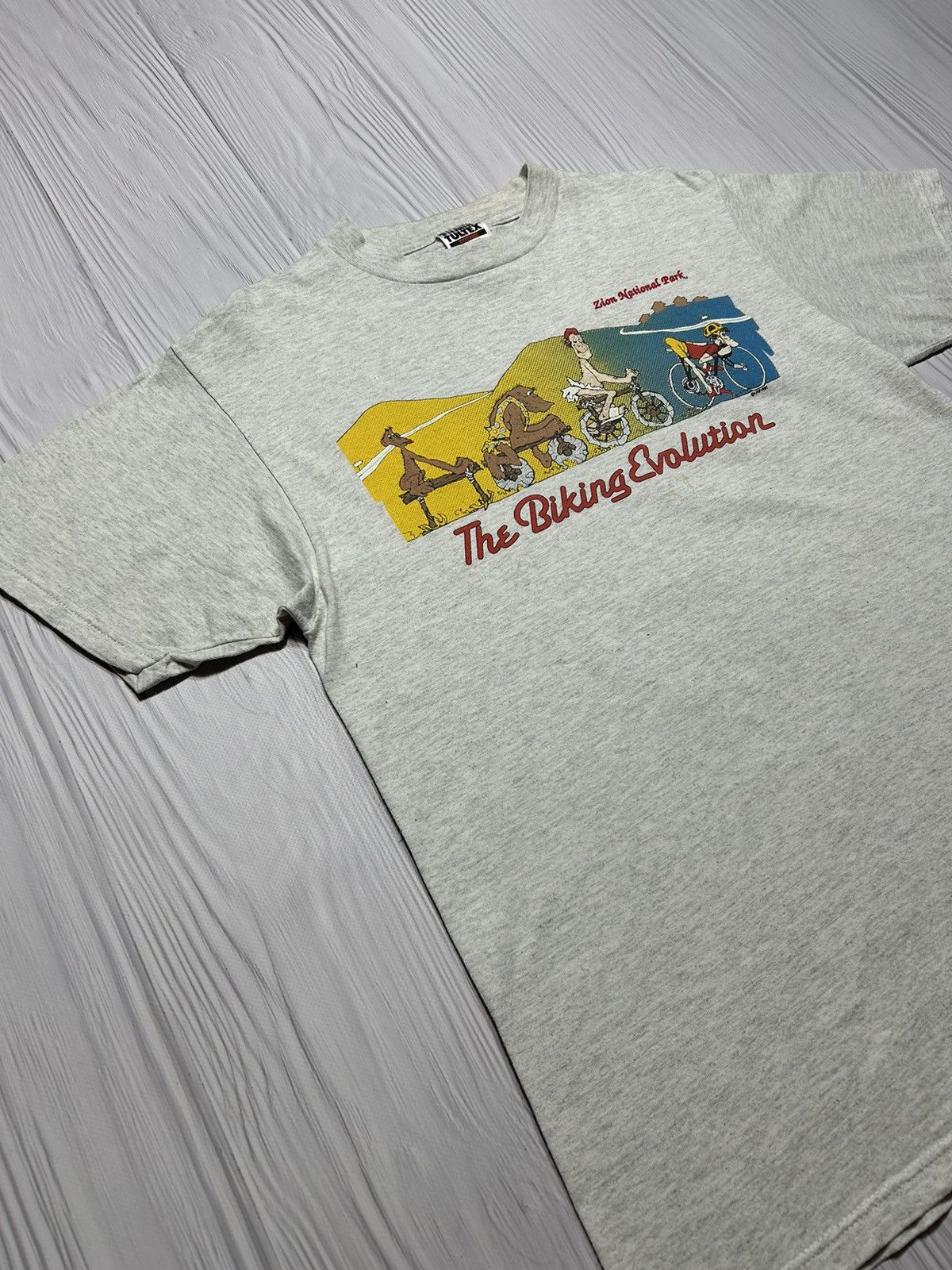 Vintage Vintage 80’s Biking Evolution 1987 Humor T-Shirt Size US L / EU 52-54 / 3 - 3 Thumbnail
