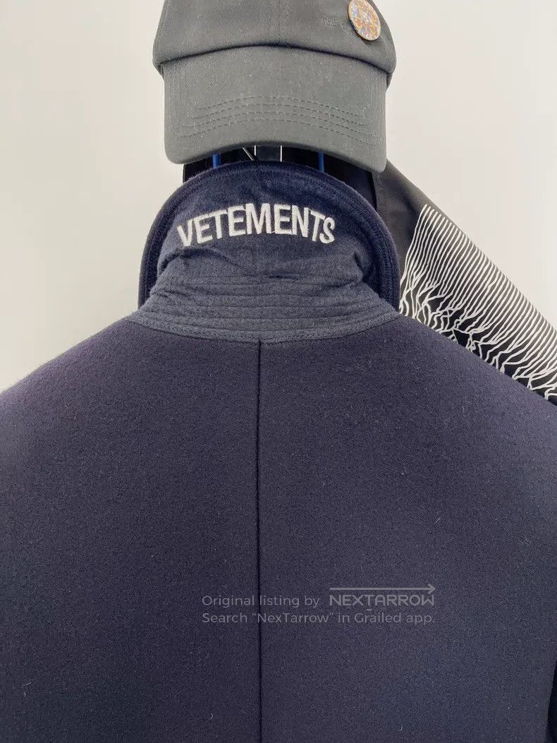Vetements Vetements Navy Blue Wool Collar Embroidered Logo Coat Jack Size US S / EU 44-46 / 1 - 4 Thumbnail
