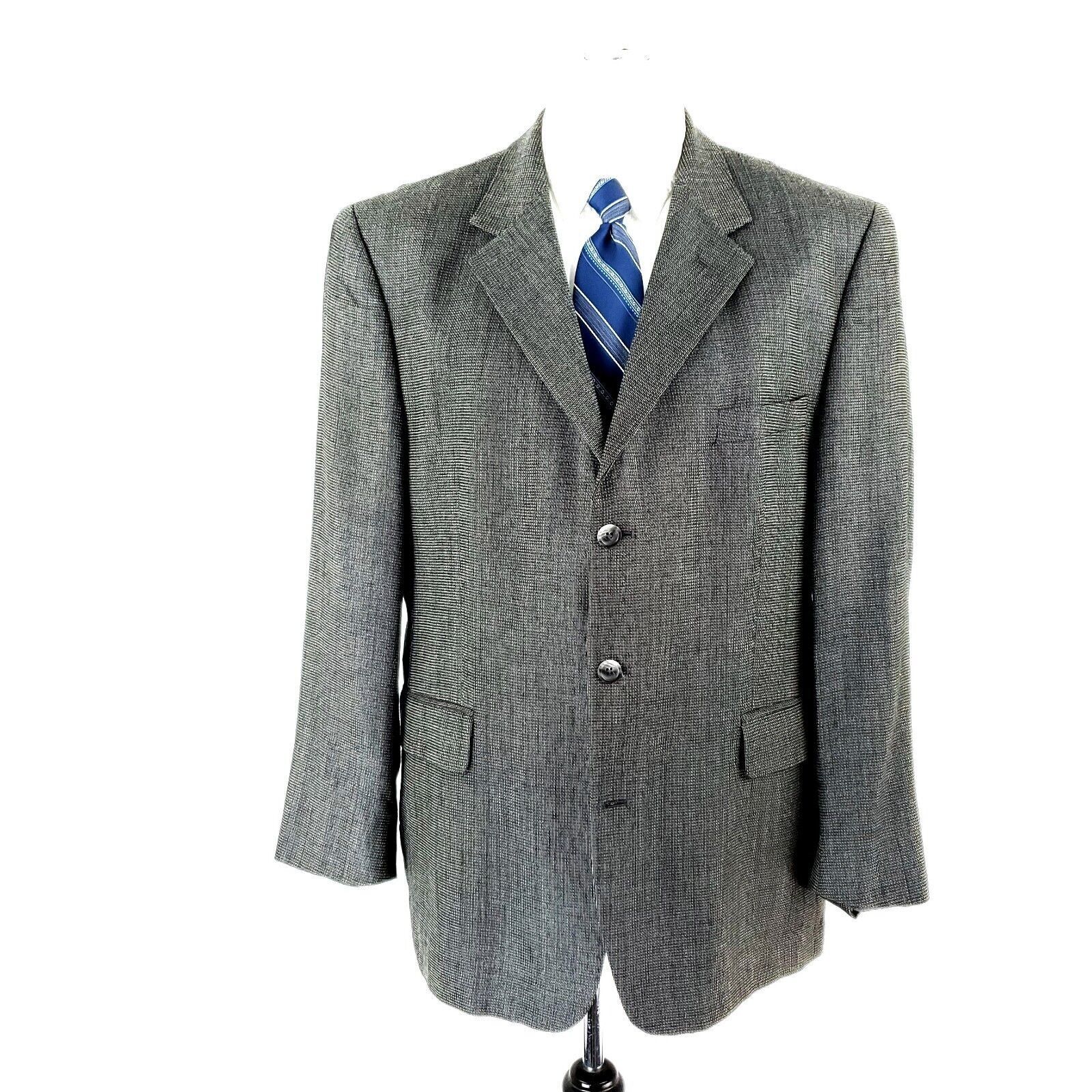 Stafford Stafford Executive Wool Silk 3 Button Sport Coat 42R Black W Size 42R - 3 Thumbnail