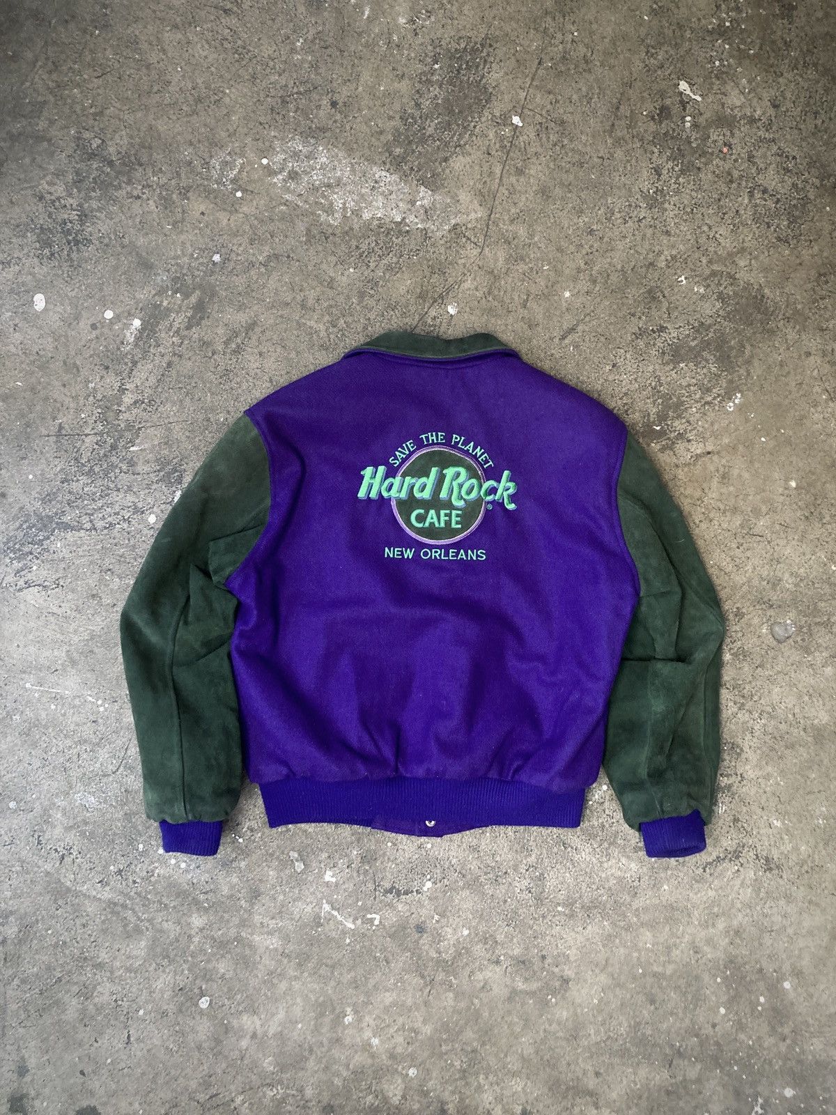Vintage 90s Hard Rock Café Leather & Wool Jacket