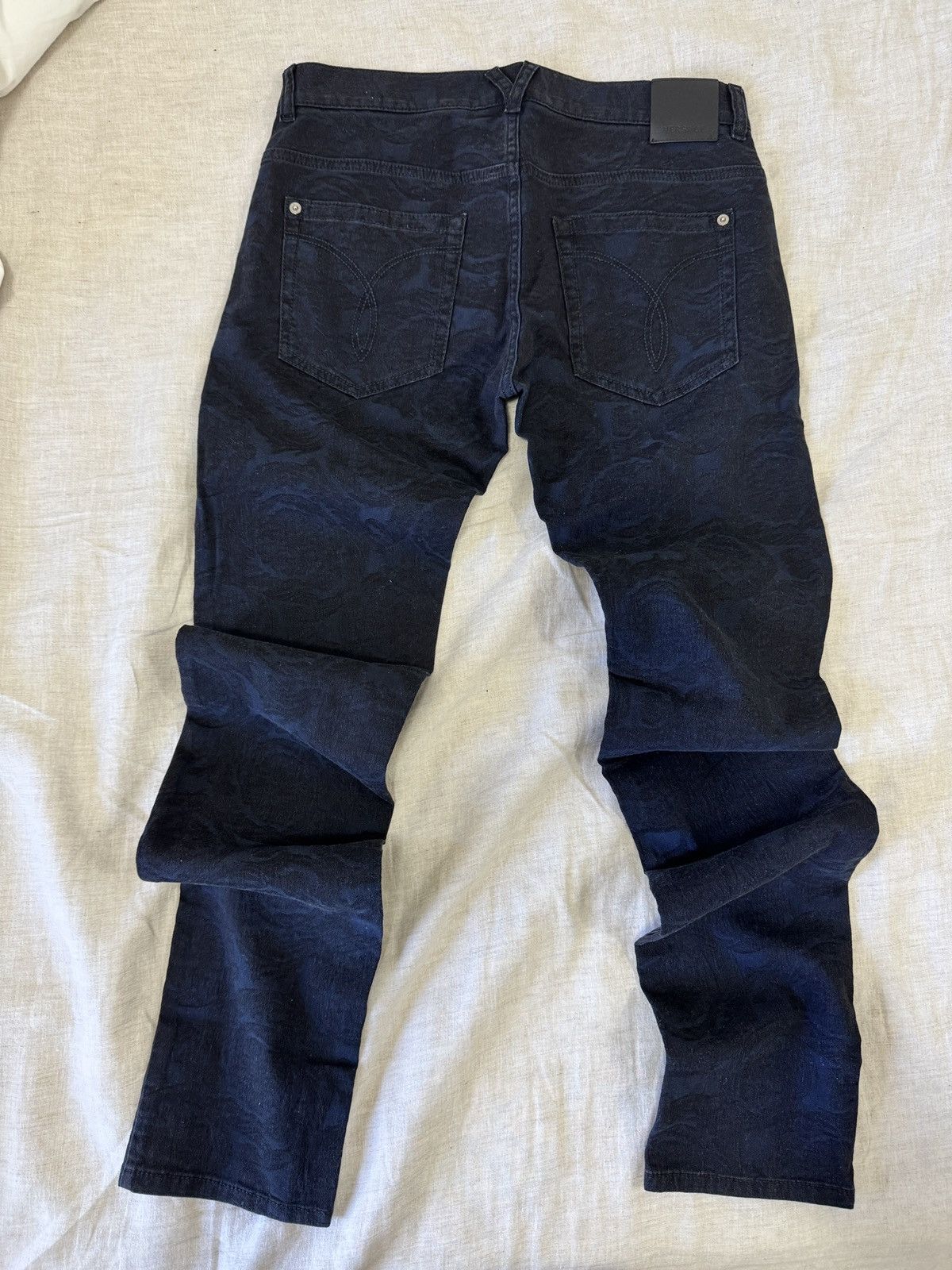 Versace Baroque Jeans Cody Fit Dark Navy blue Medusa Print Slim Size US 31 - 15 Thumbnail