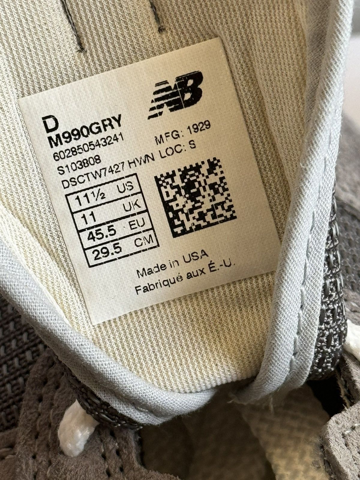 New Balance New balance 990v1 OG grey suede with vibram soles Size US 11.5 / EU 44-45 - 5 Thumbnail