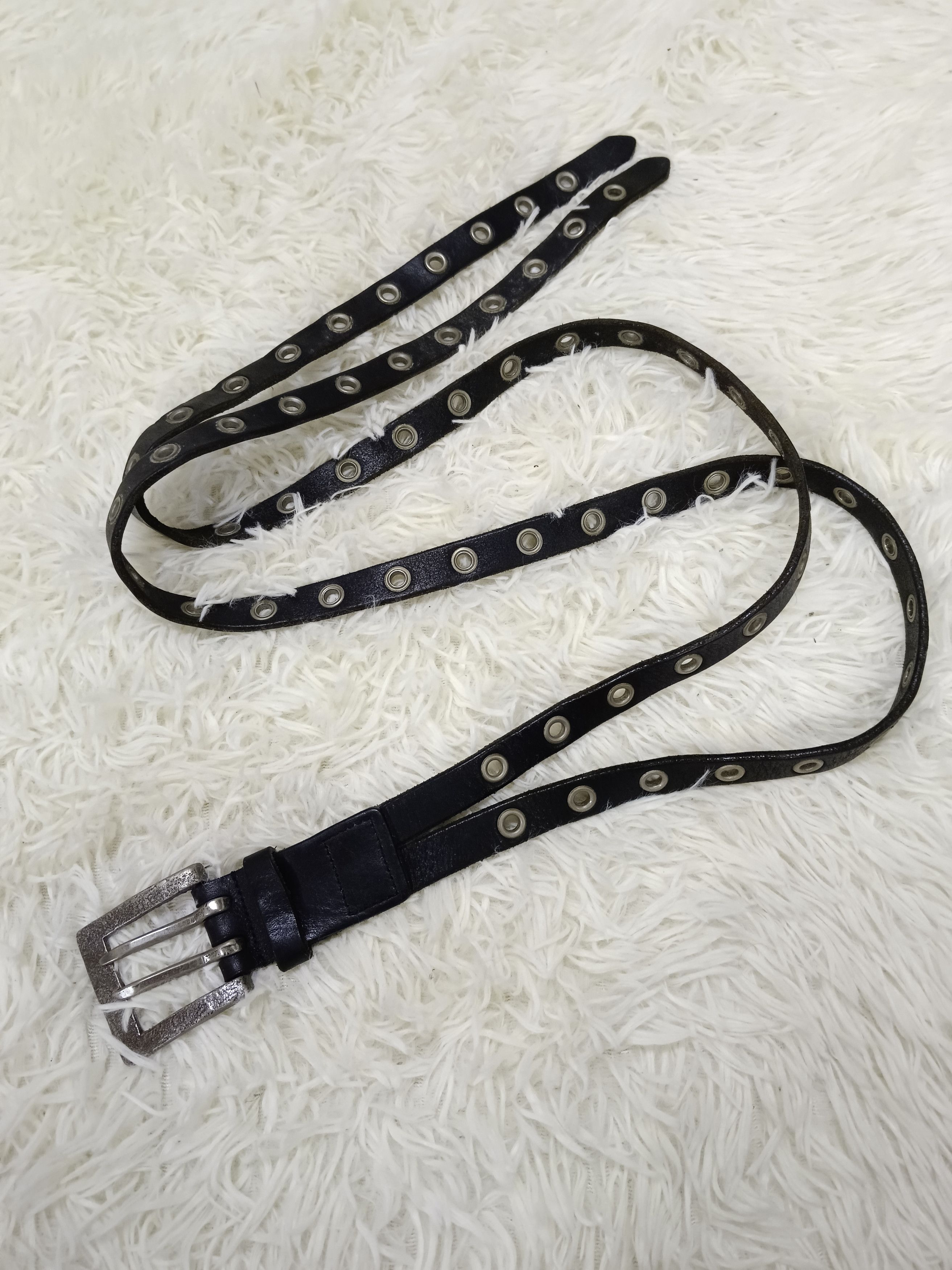 Leather BLACK LEATHER UNBRAND DOUBLE LAYER BELT Size ONE SIZE - 1 Thumbnail
