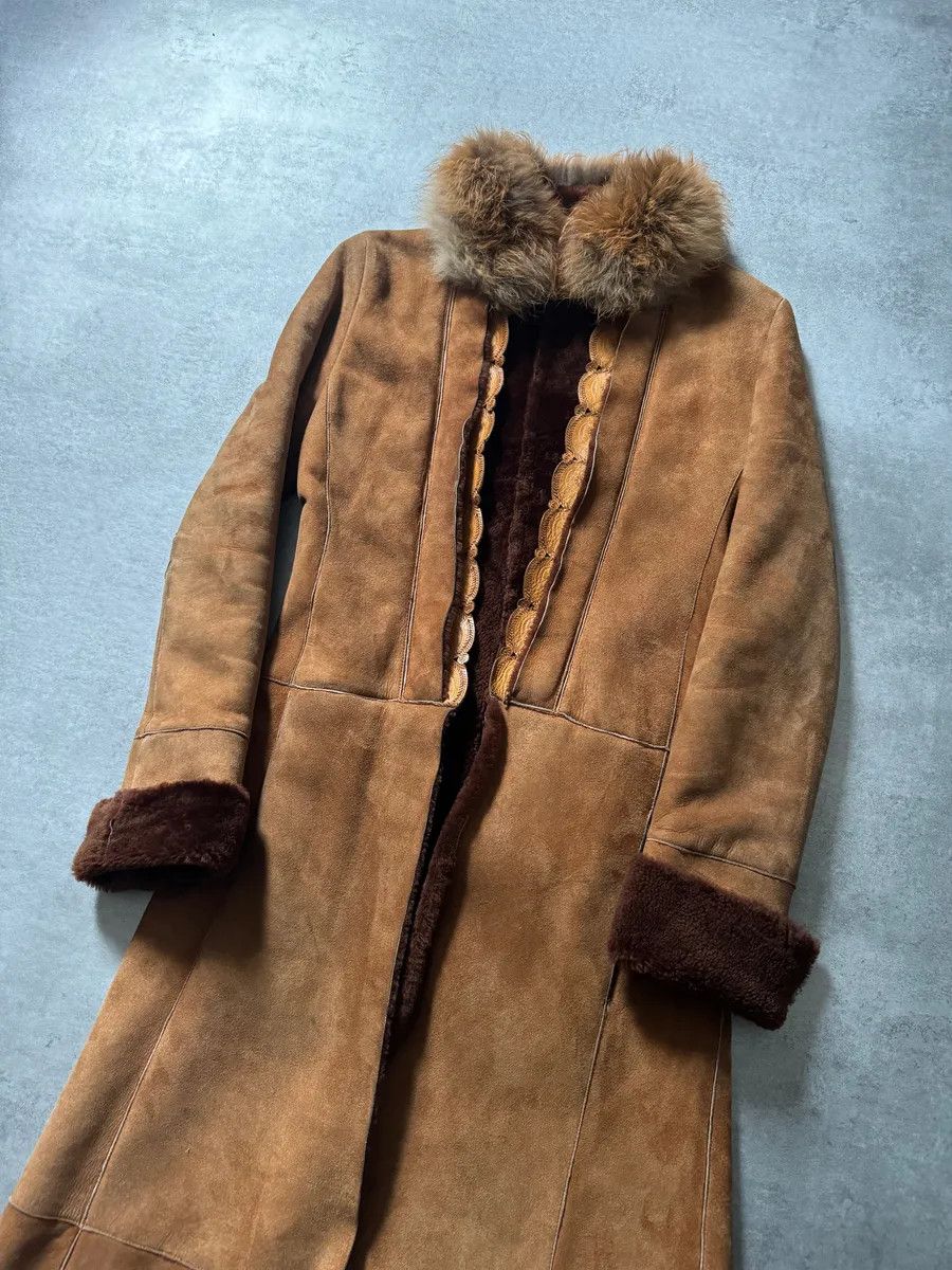 Roberto Cavalli 2000s Roberto Cavalli Royal Leather Long Camel Coat Size M / US 6-8 / IT 42-44 - 4 Thumbnail