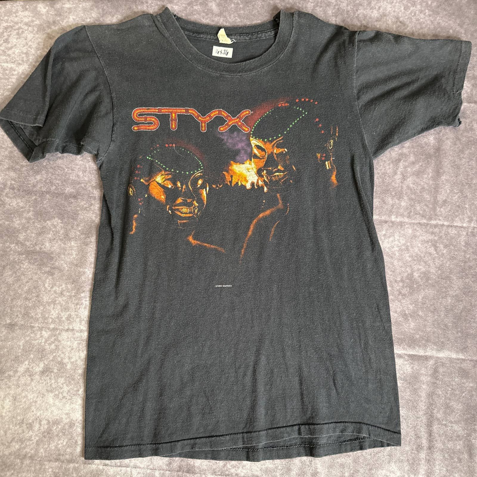 image of Screen Stars Vintage 1983 Styx Single Stitch T-Shirt in Black, Men's (Size Medium)