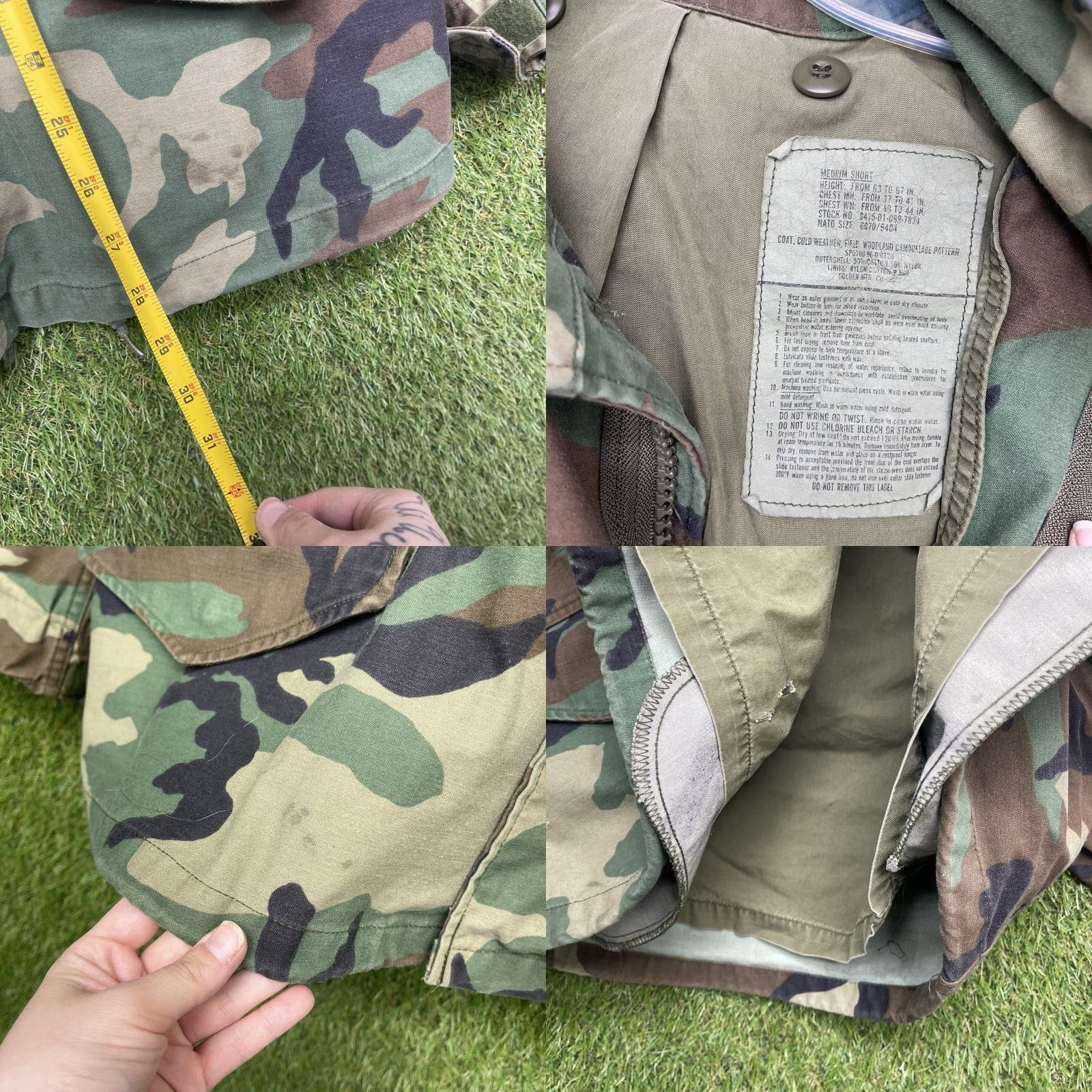 AMO VINTAGE US Army Jacket Mens M Camouflage Camo Field Coat Long Coat Military Army Coat Hunting Hiking 90s Size US 31 - 8 Thumbnail
