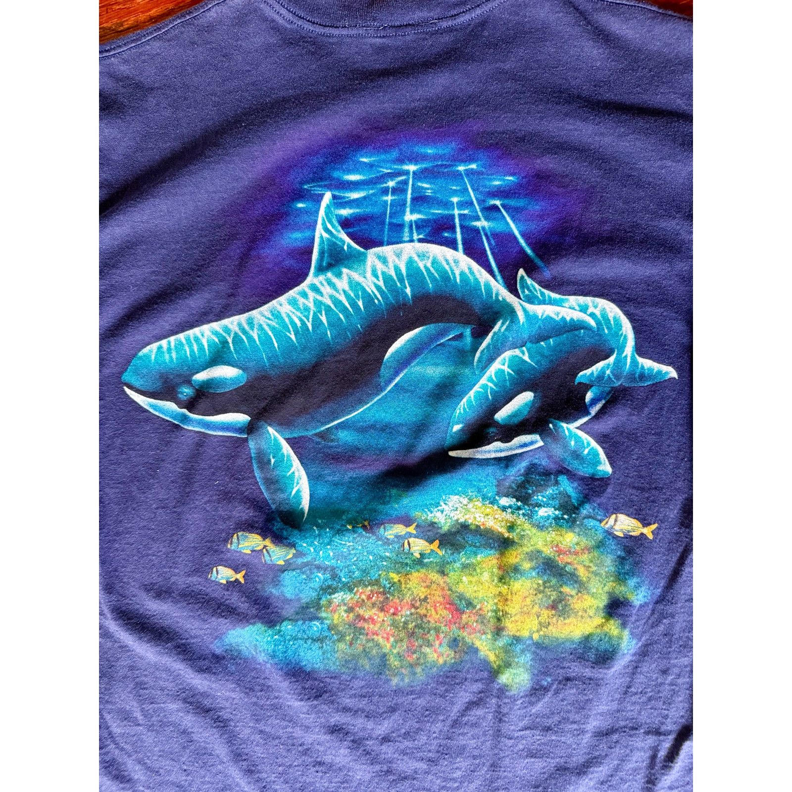Vintage Vintage Florida Blue Double Side Graphic Whale T Shirt Large Size US L / EU 52-54 / 3 - 4 Thumbnail