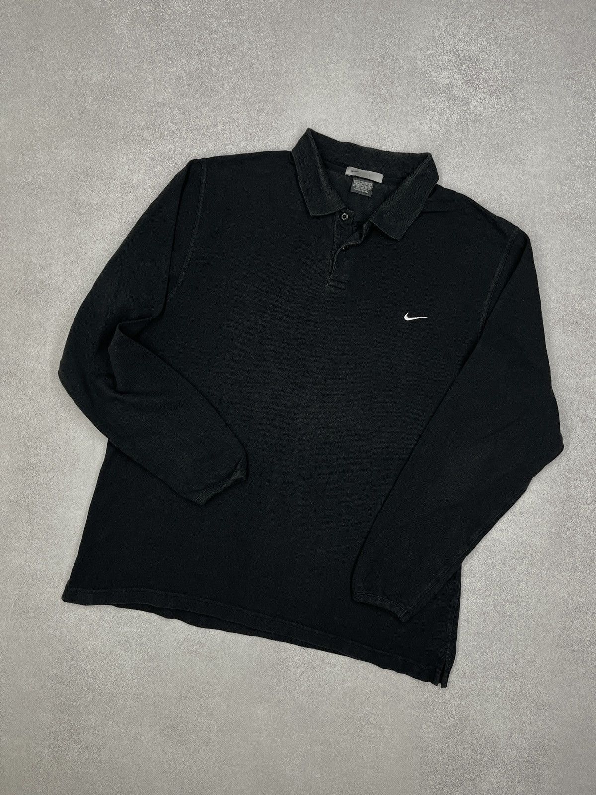 Vintage Nike Rugby Polo Longsleeve Black Y2K ACG TN Size L