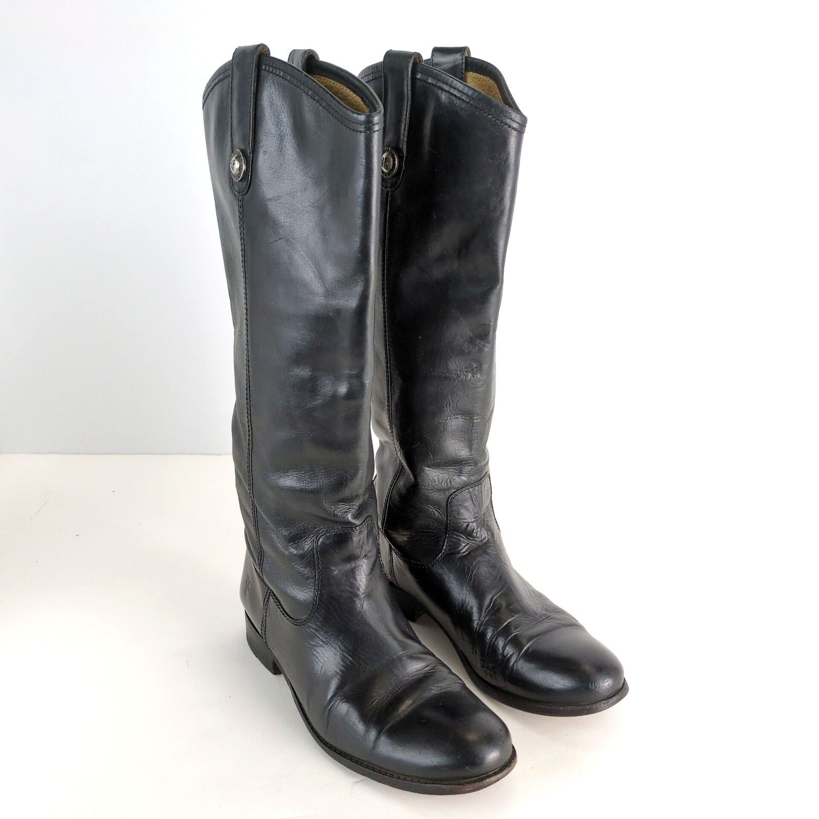 Frye Melissa Button Tall Riding Boots Women's 7.5 Black Leather Size US 7.5 / IT 37.5 - 2 Thumbnail
